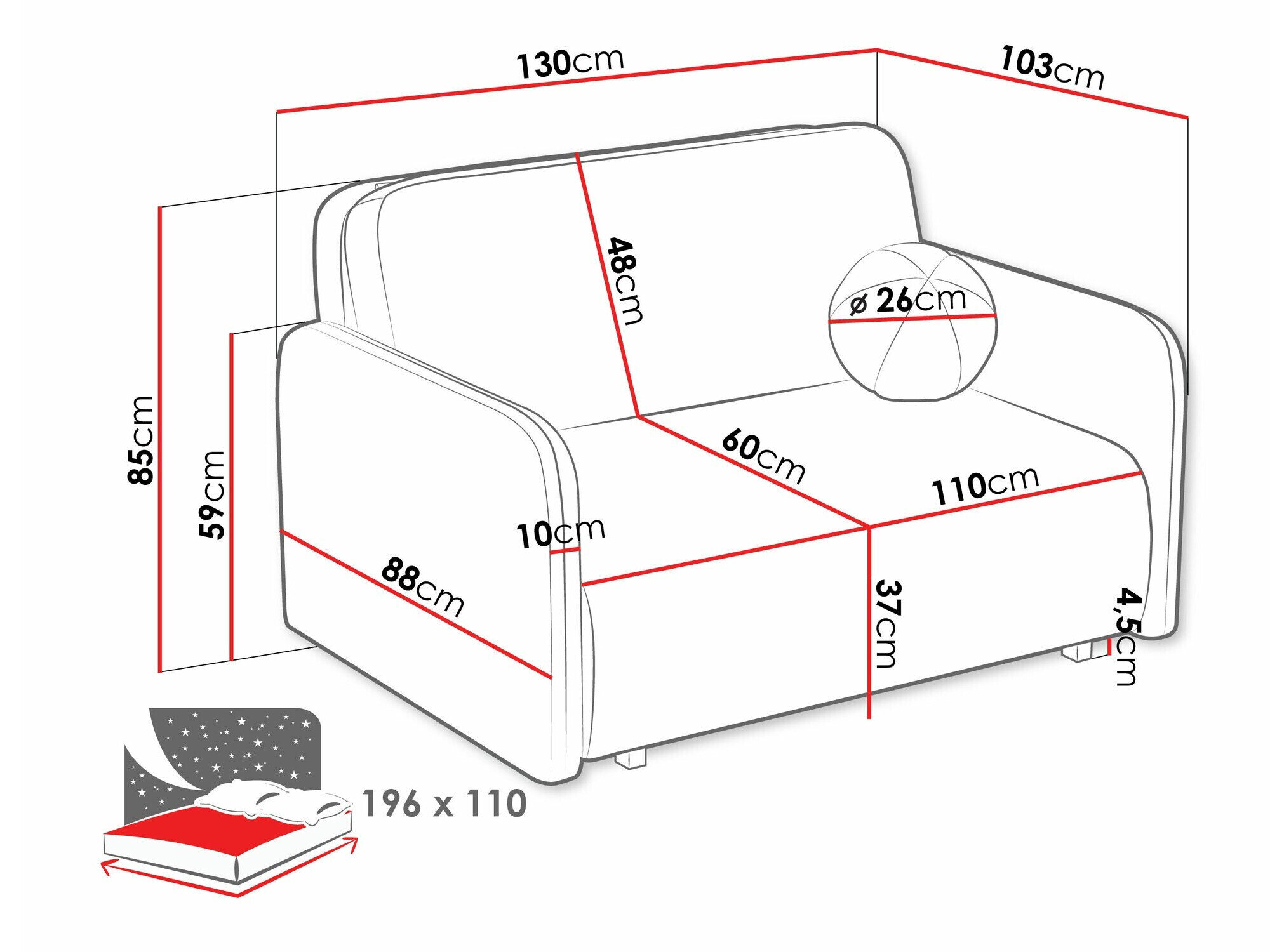 Sovesofa Poetal II (Coral 15)