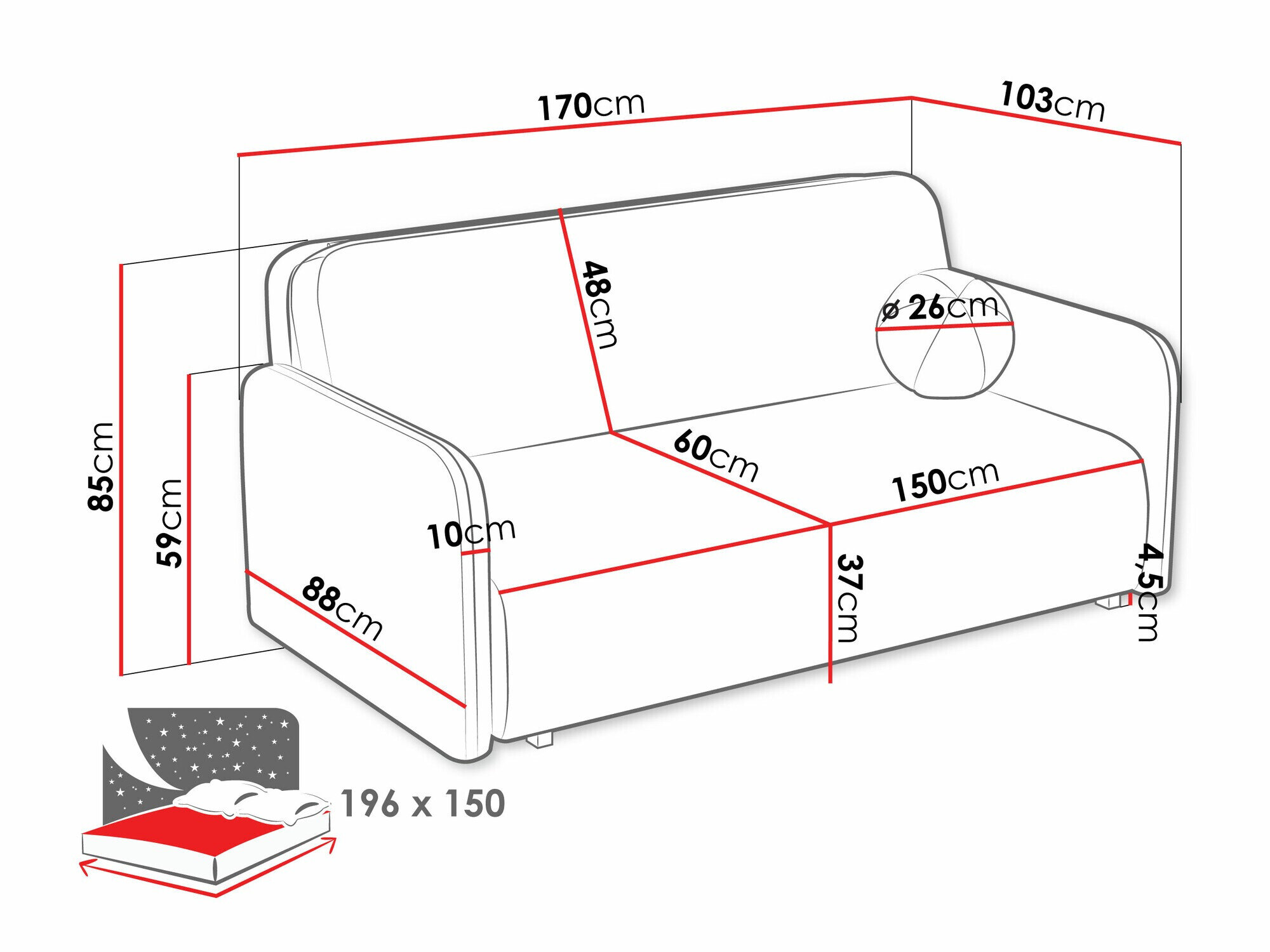 Sovesofa Poetal IV (Coral 50)