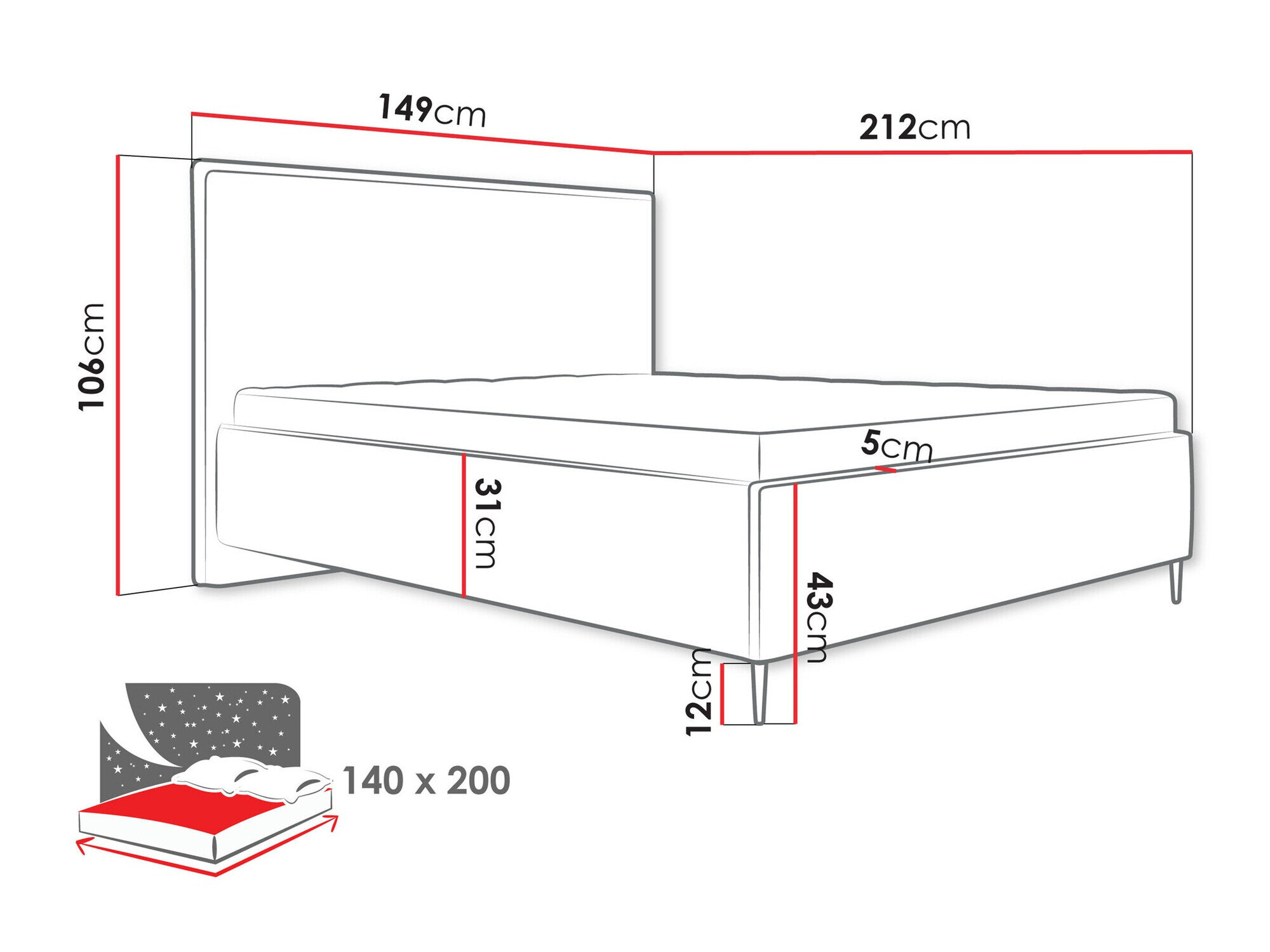 Bed ComfiDream Liruna (Poso 100)