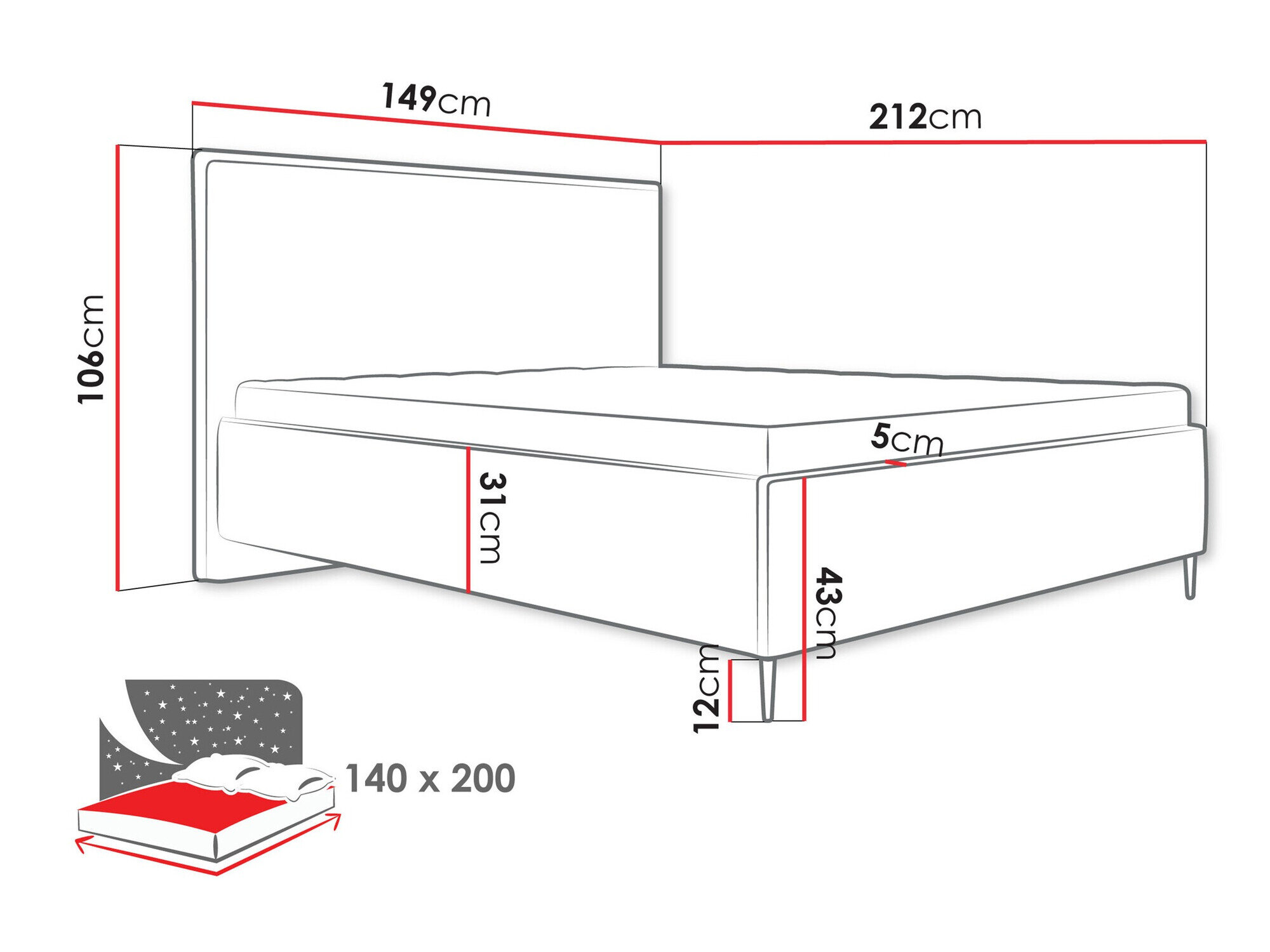 Bed ComfiDream Liruna (Poso 135)