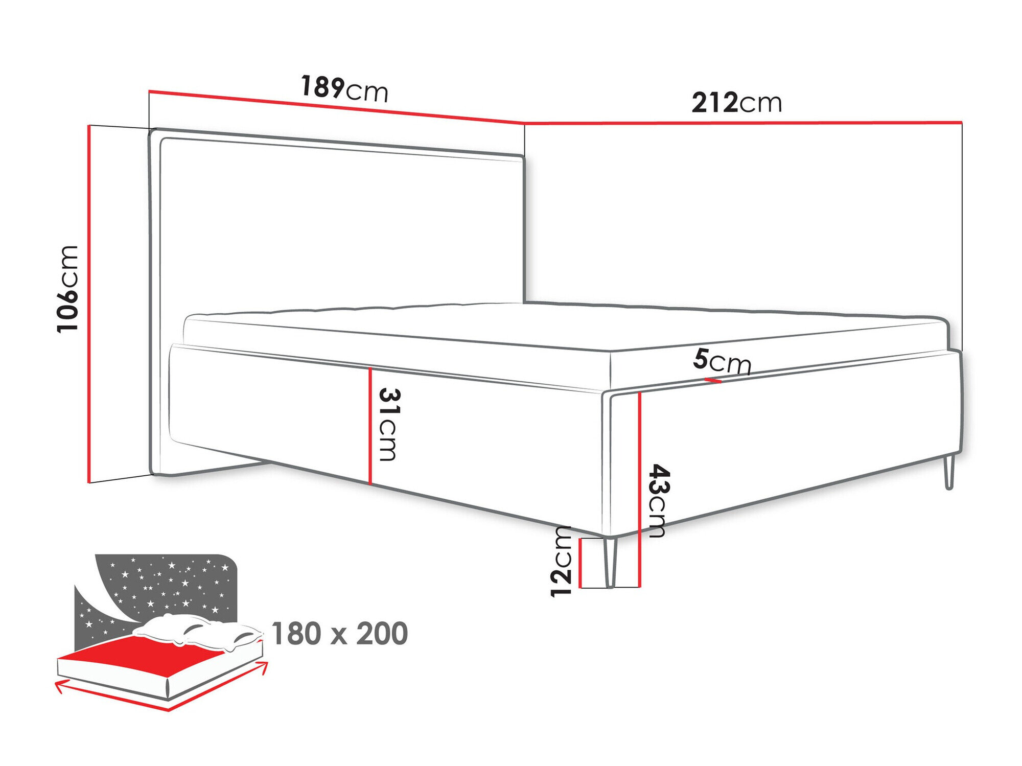 Bed ComfiDream Liruna (Poso 135)