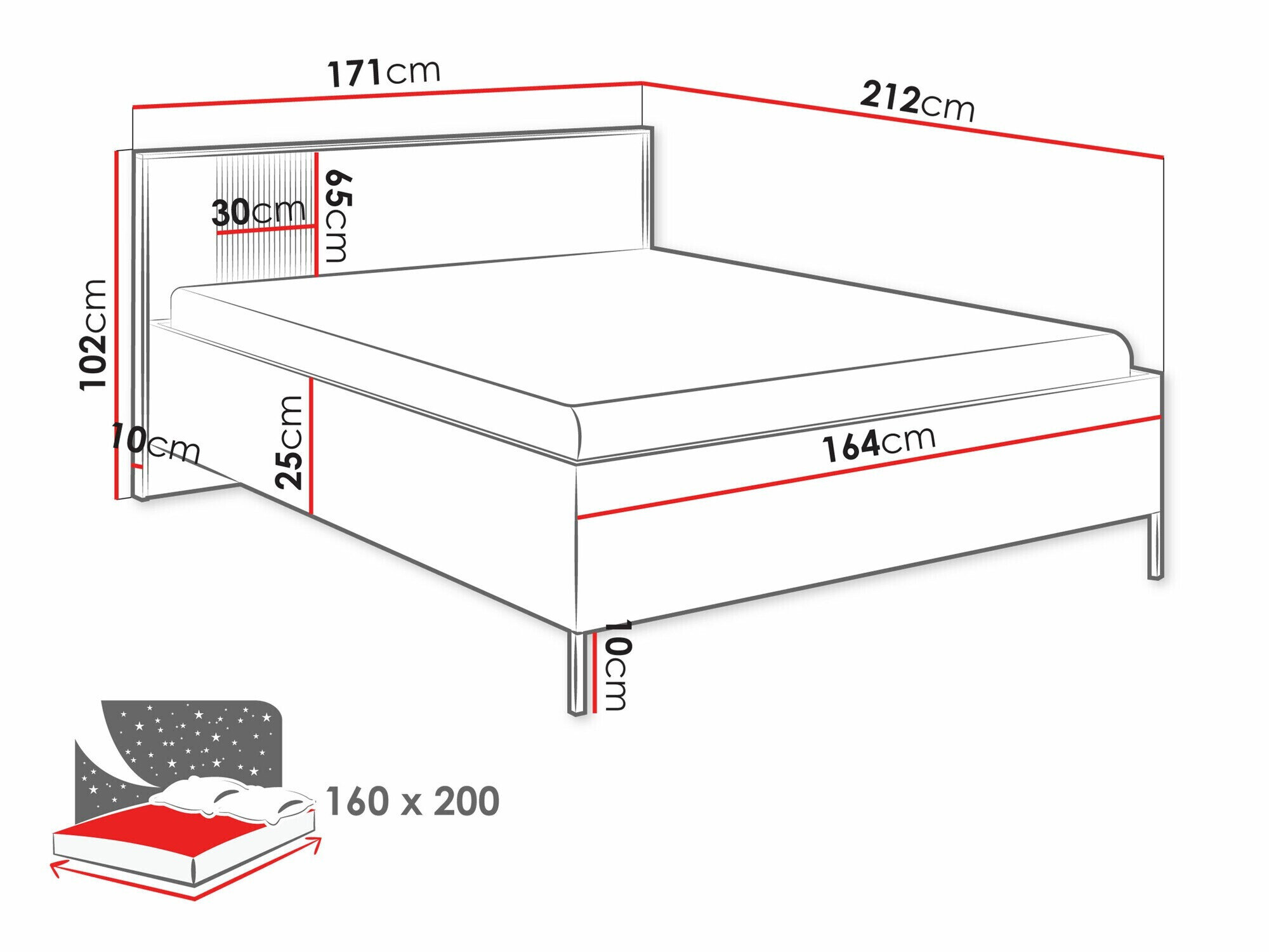 Bed Lunole 105 (Artisan eiken + Zwart)