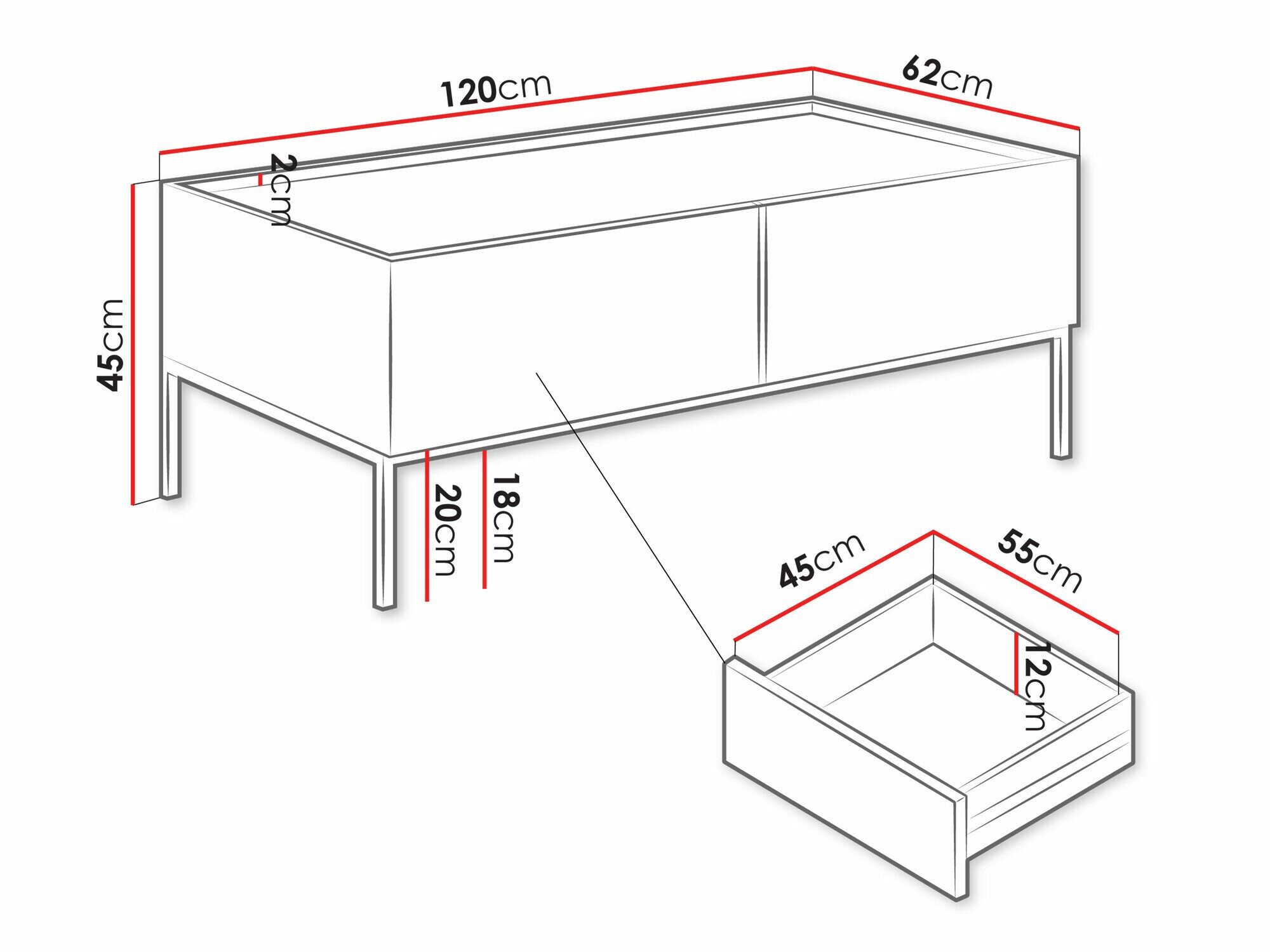 Salontafel Lunole 104 (Artisan eiken + Zwart)