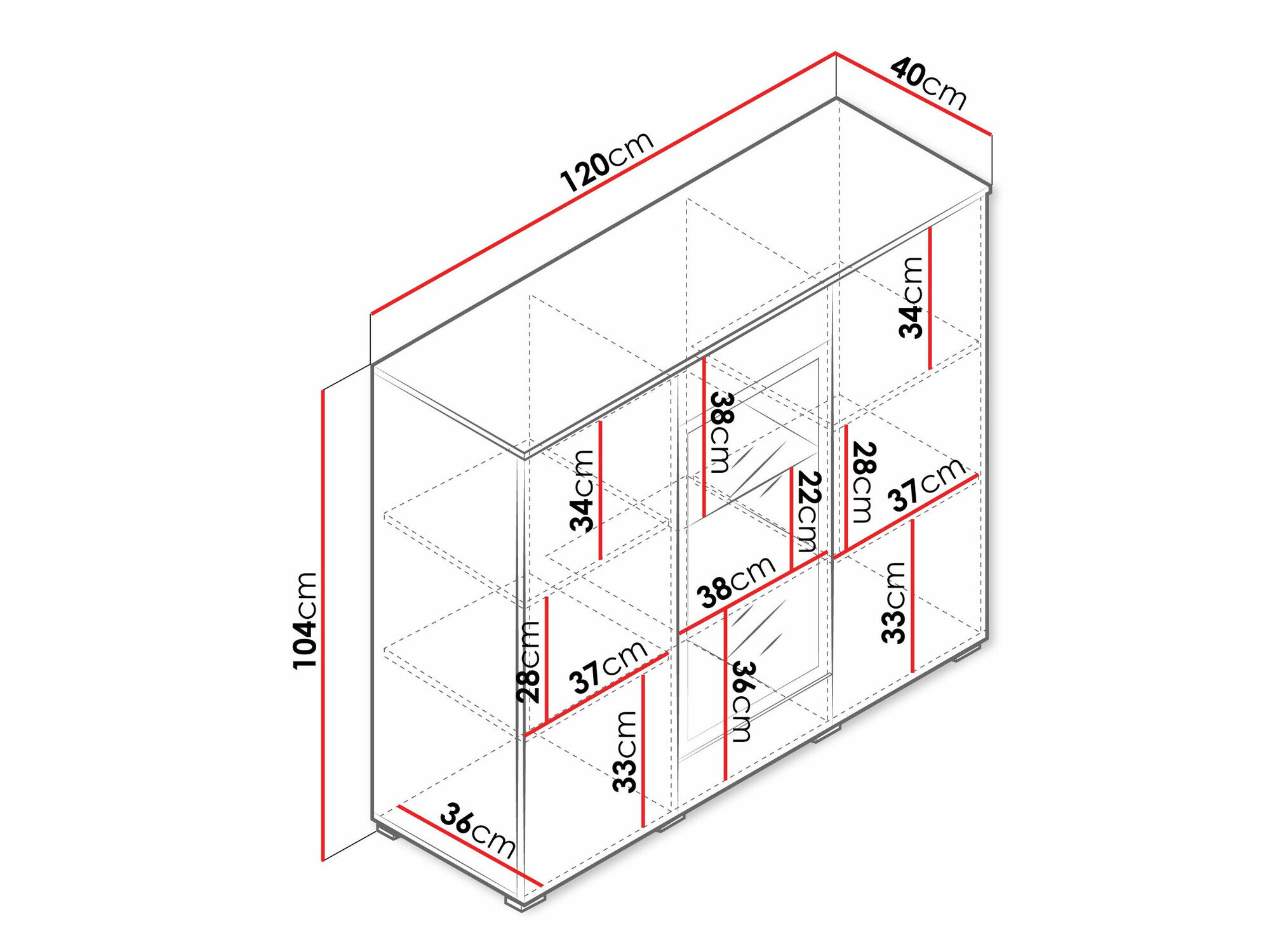 Skænk Mirfivo 103 (Hvid + Glansfuld hvid)