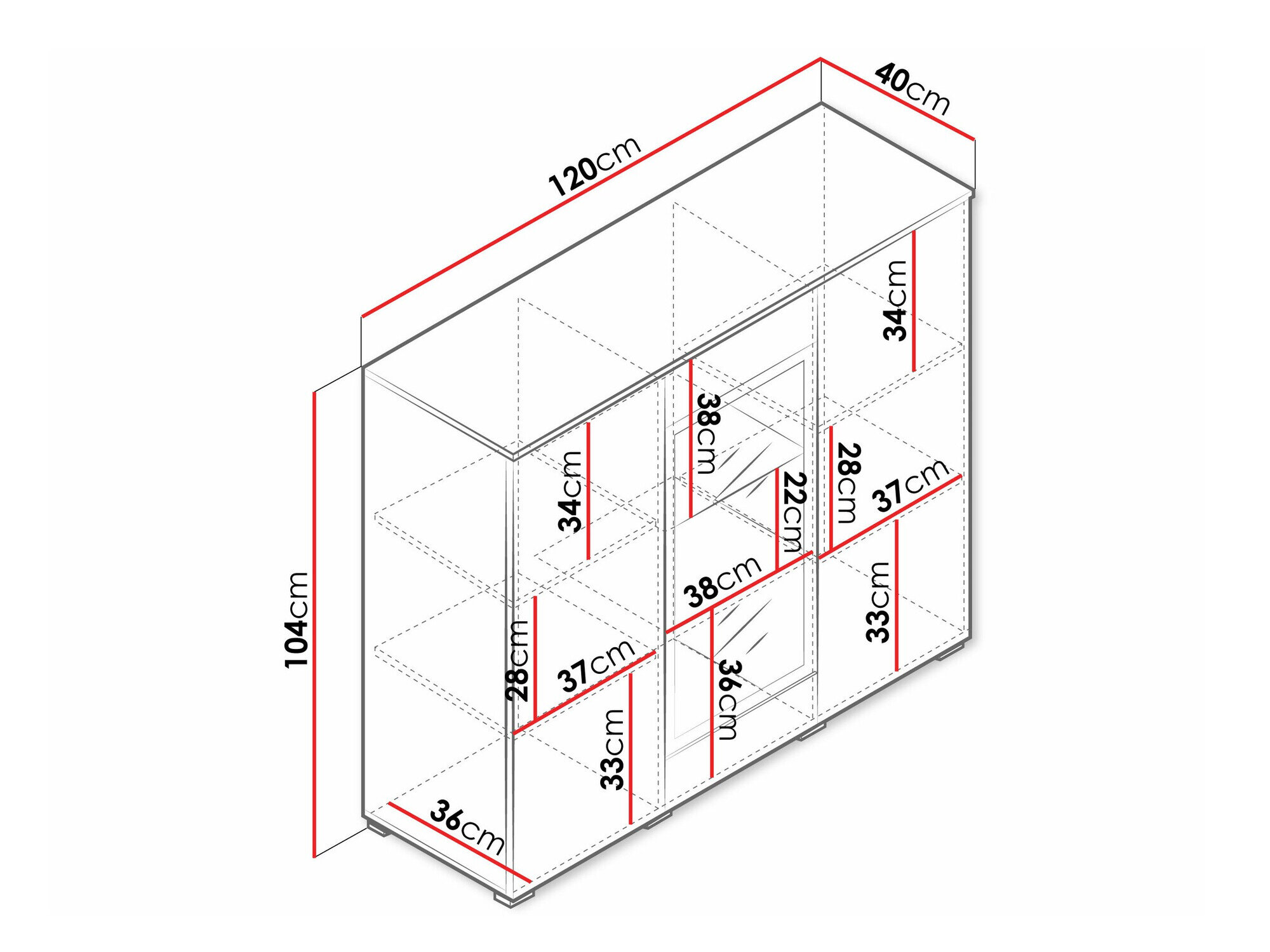 Skænk Mirfivo 103 (Matera grå + Glansfuld hvid)