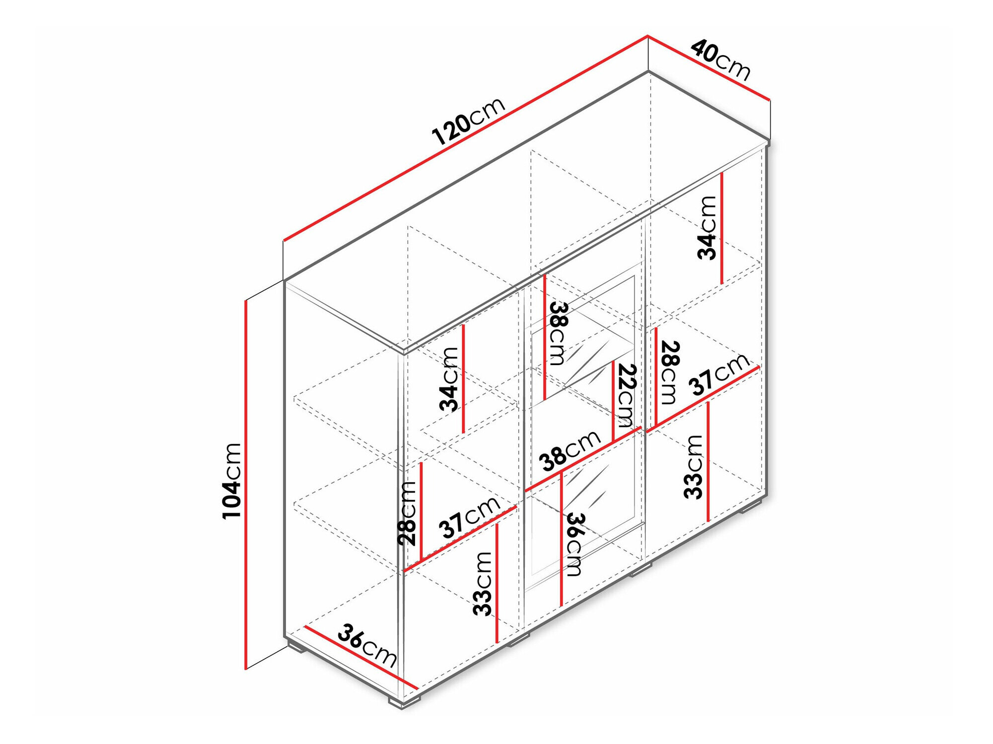 Skænk Sarasota 186 (Matera grå + Glansfuld hvid)