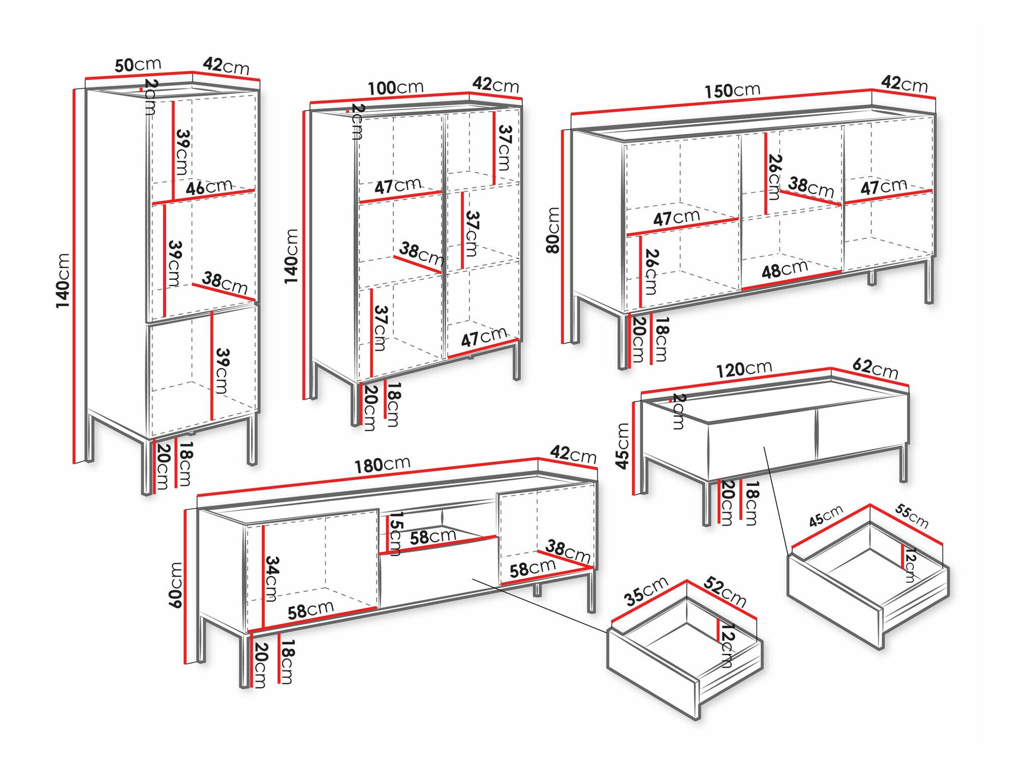Stuemøbelsæt Lunole 110 (Artisan eg + Sort)