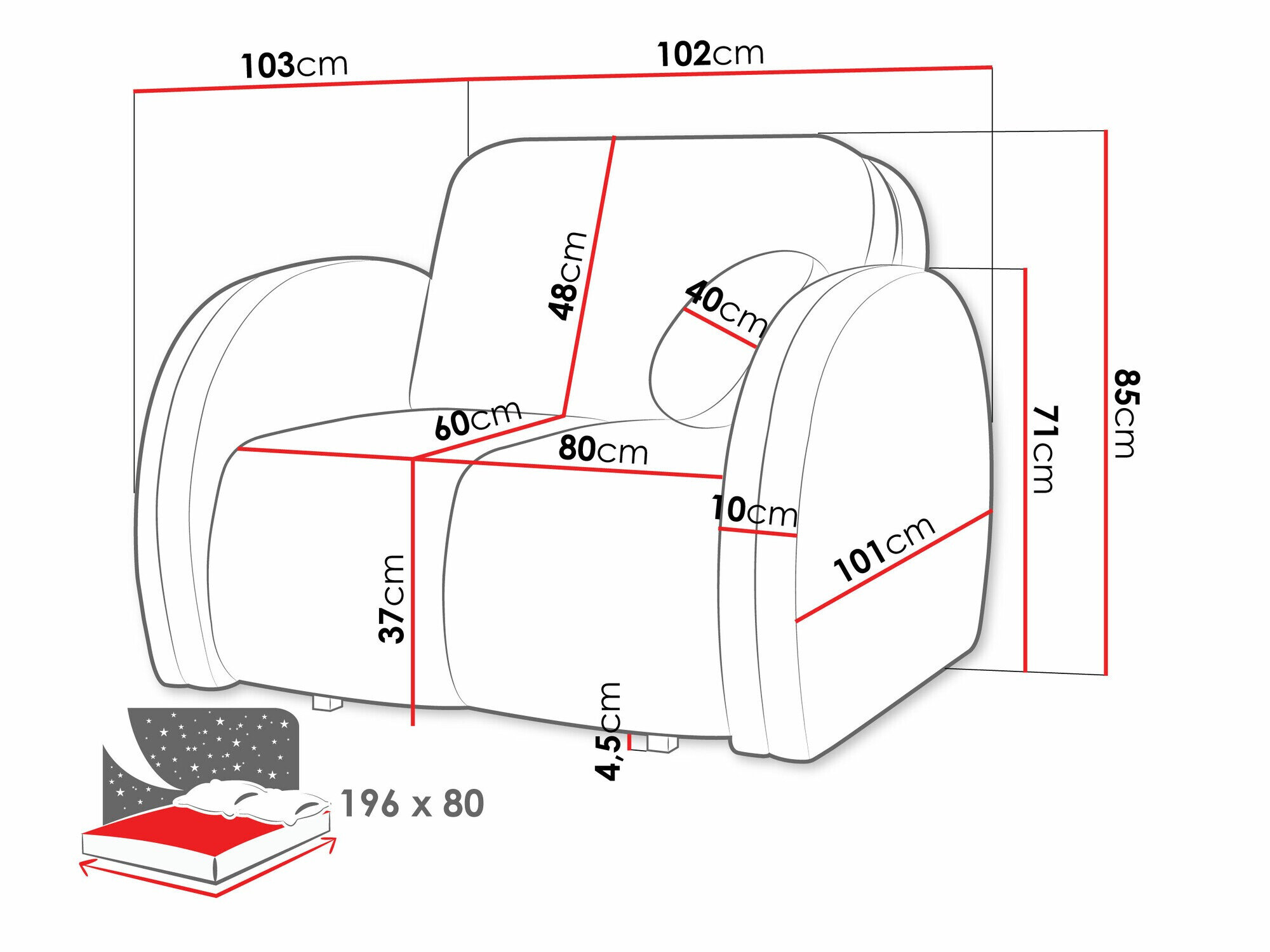 Lænestol Columbus 244 (Velo 623)