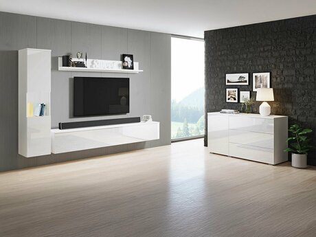 Woonkamerset Sarasota 132 (Wit + Glanzend wit)