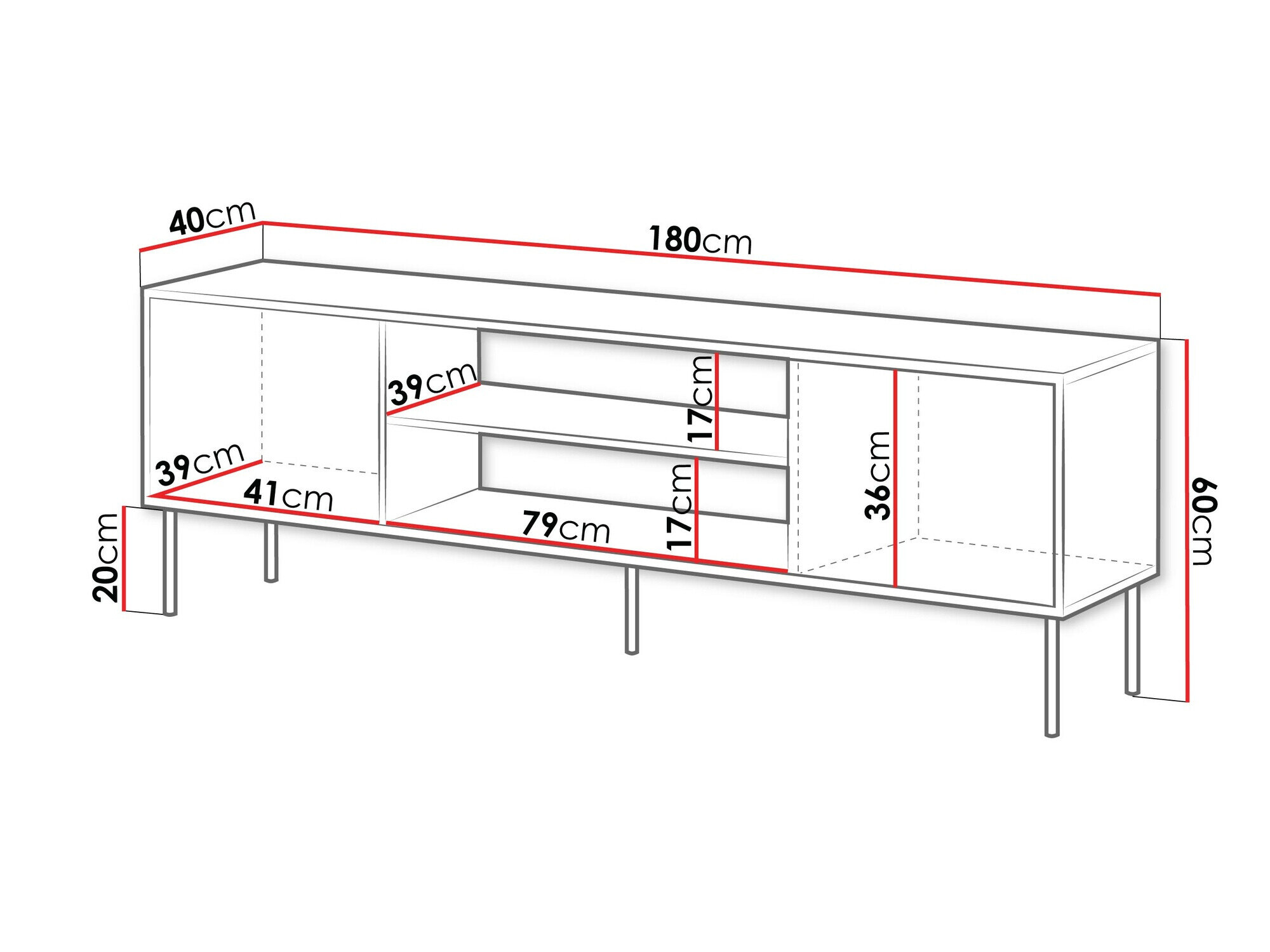 TV-bord Flosoru 104 (Valnød + Sort)