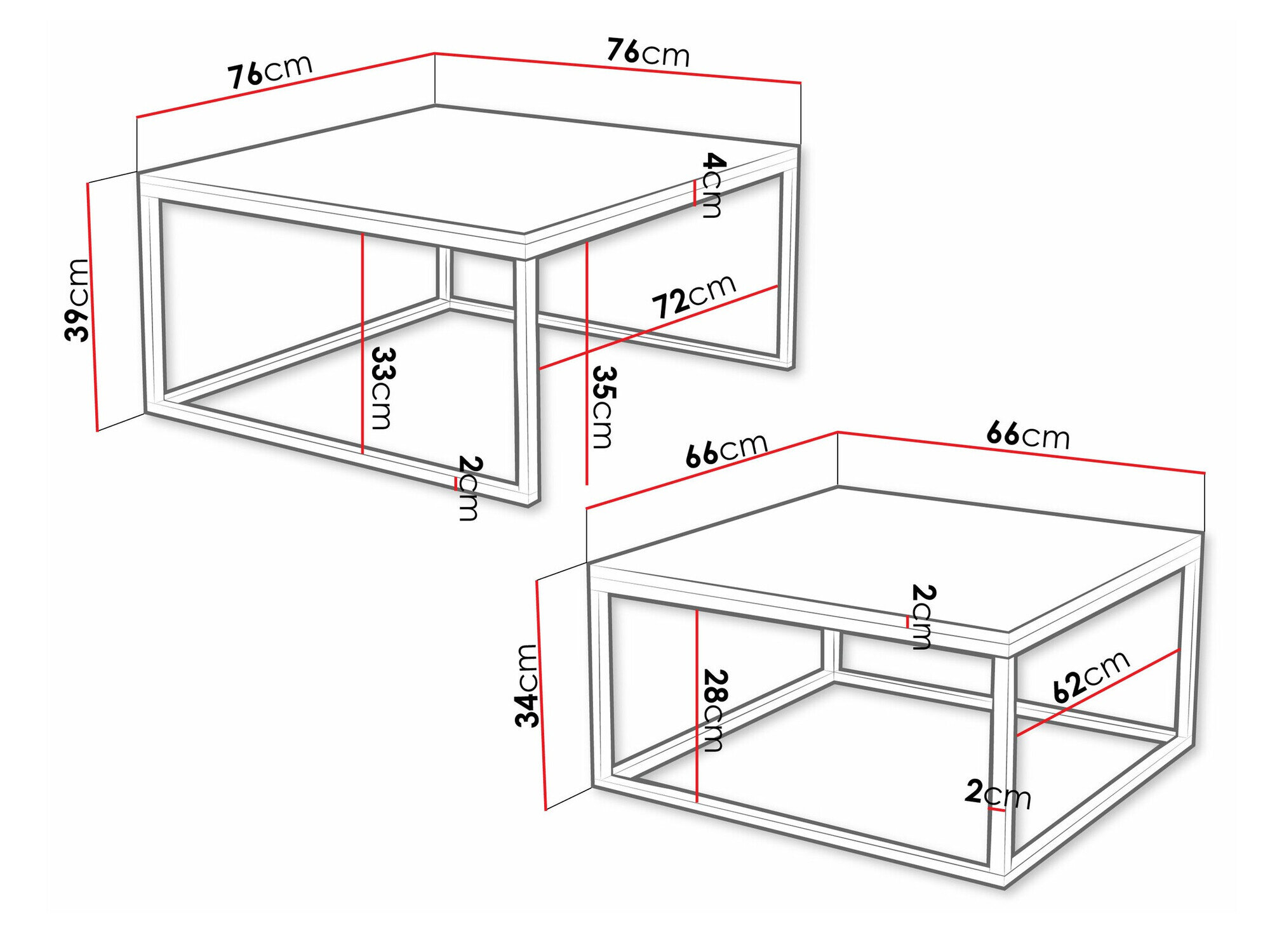 Salontafel set Oswego 101 (Notenhout + Zwart)
