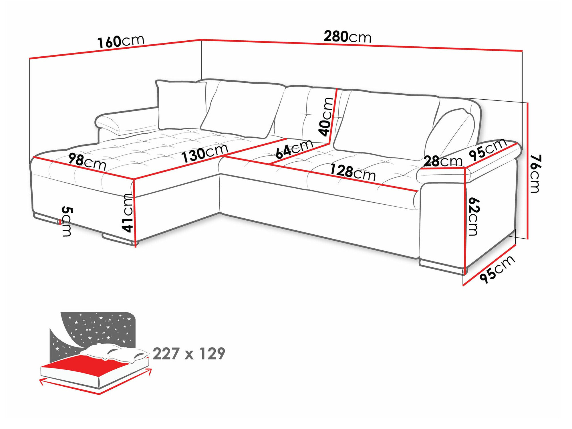Hjørnesofa Comfivo Mica (Coral 45)