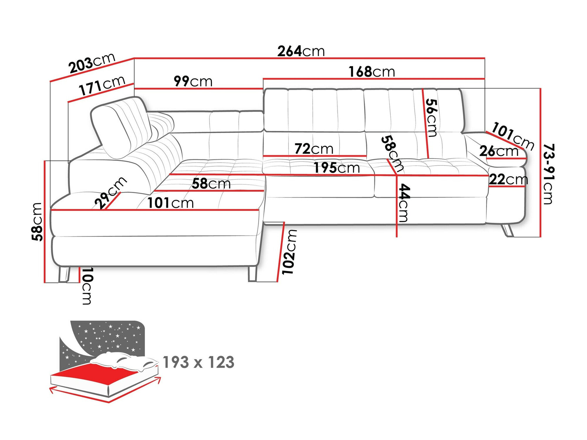 Hjørnesofa Comfivo 207 (Baloo 2074)