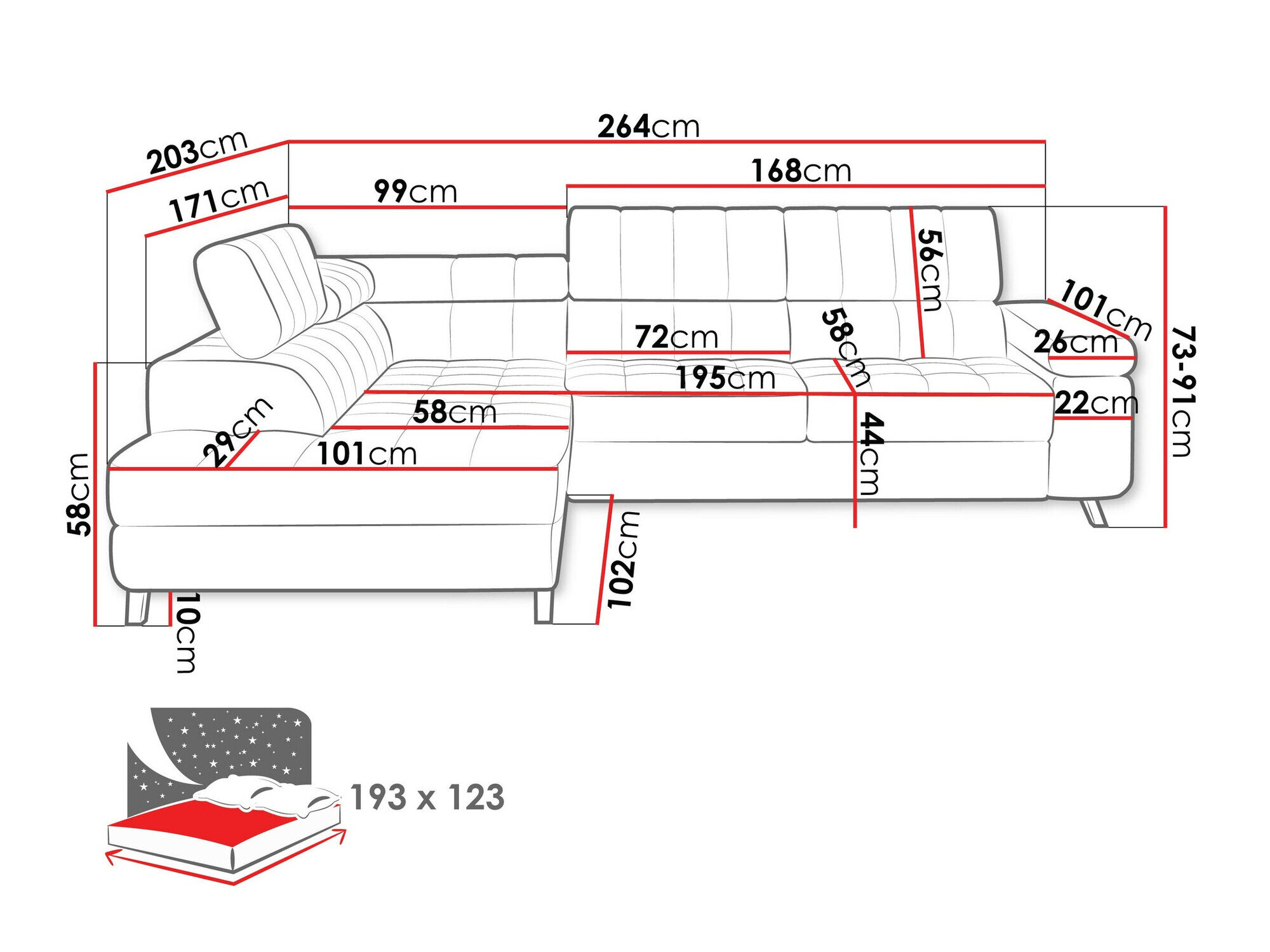 Hjørnesofa Comfivo 207 (Coral 65)