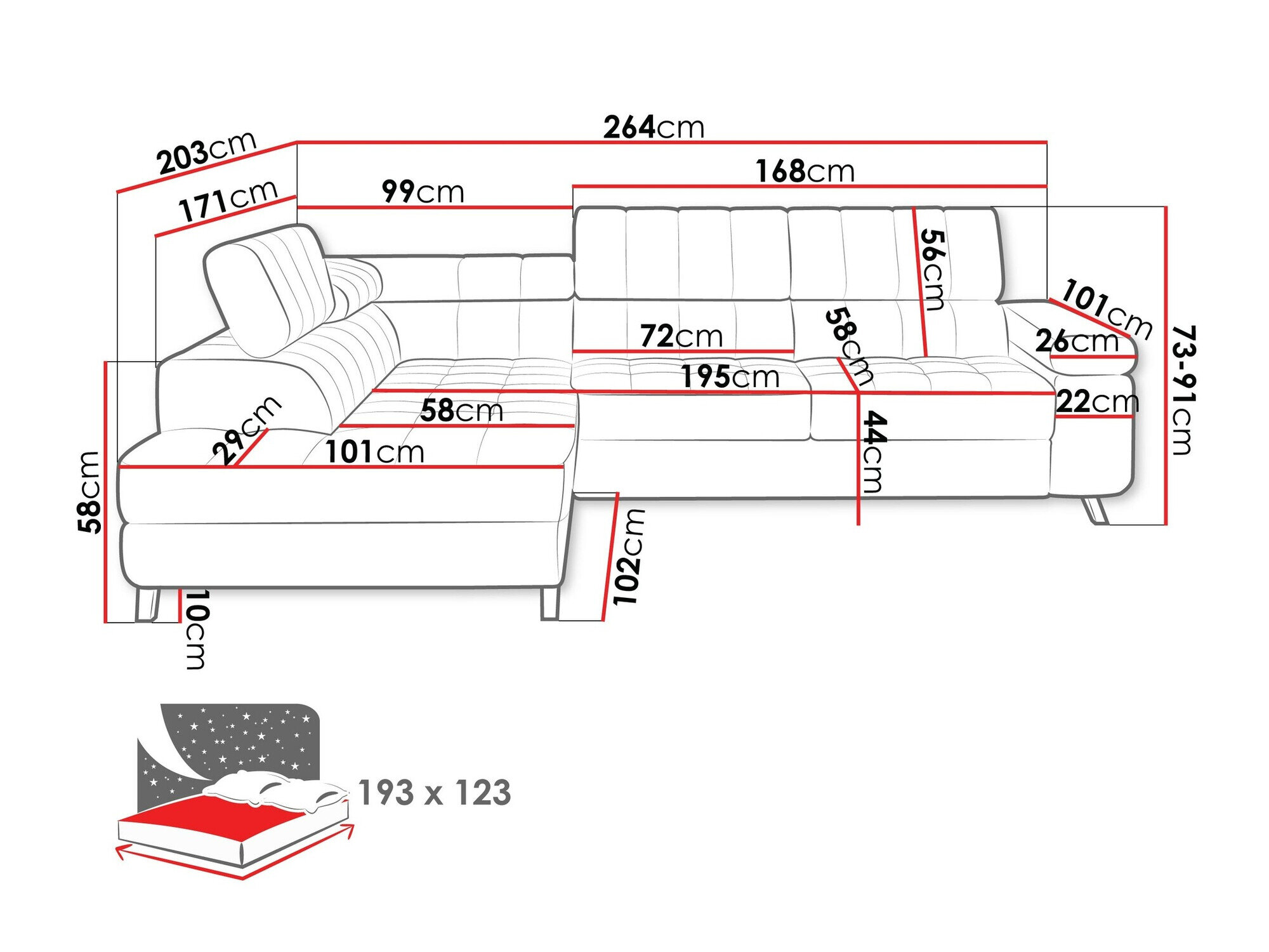 Hjørnesofa Comfivo 207 (Sorriso 22)