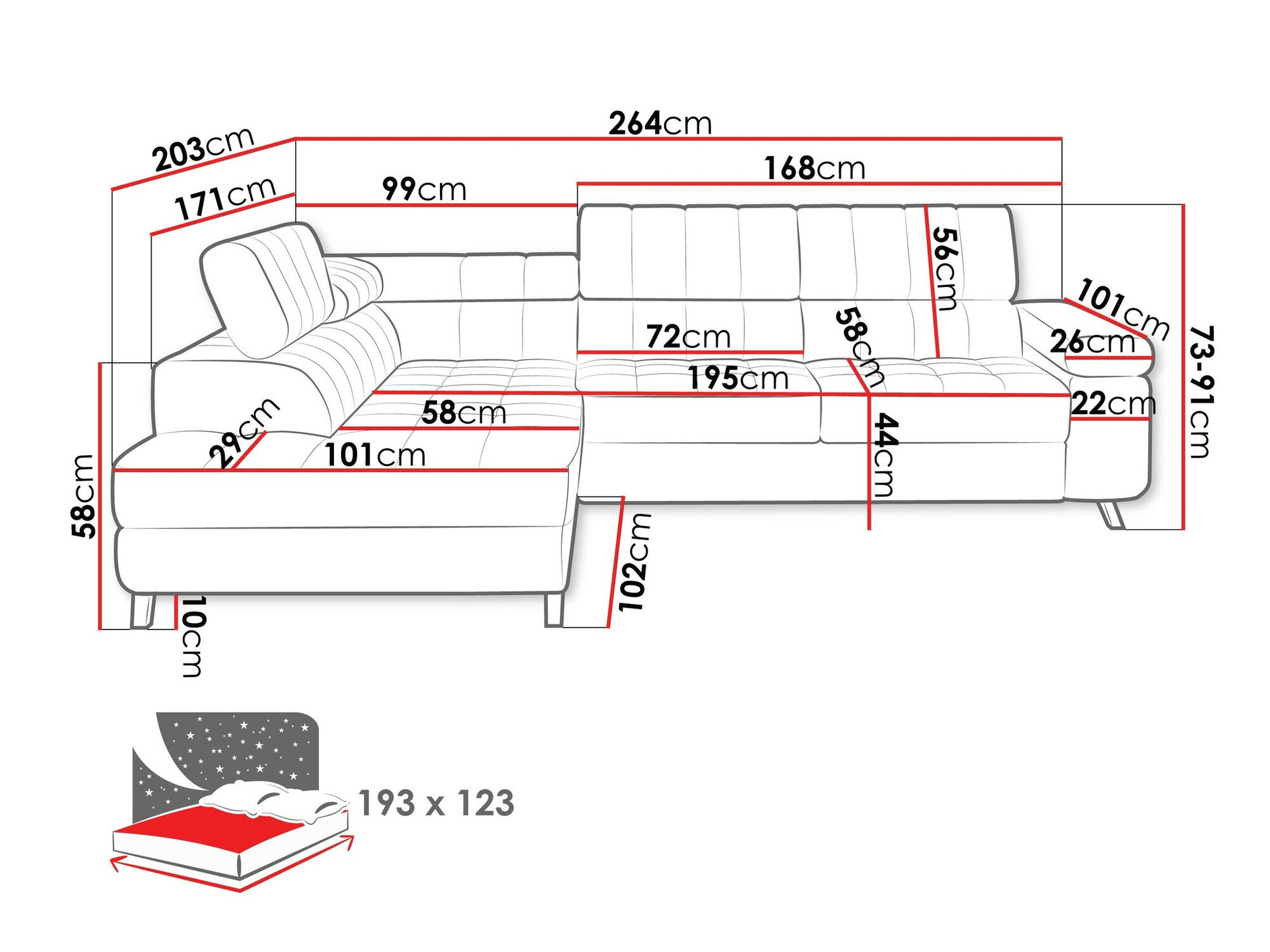 Hjørnesofa Comfivo Agnus (Boucle Abriamo 10)