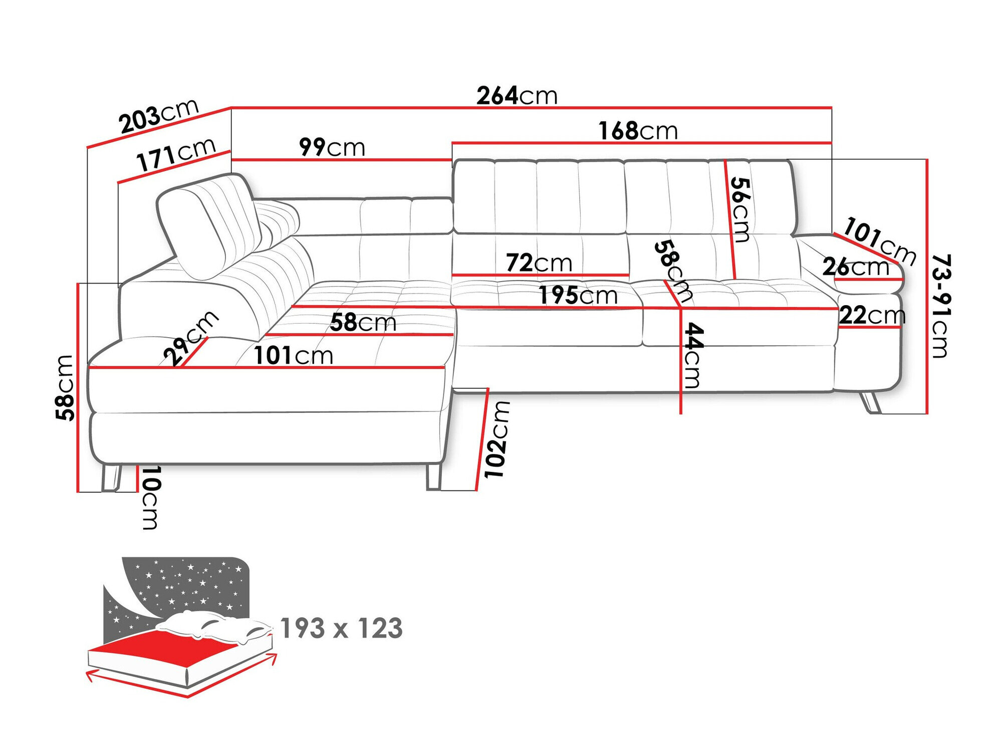 Hjørnesofa Comfivo Agnus (Coral 45)
