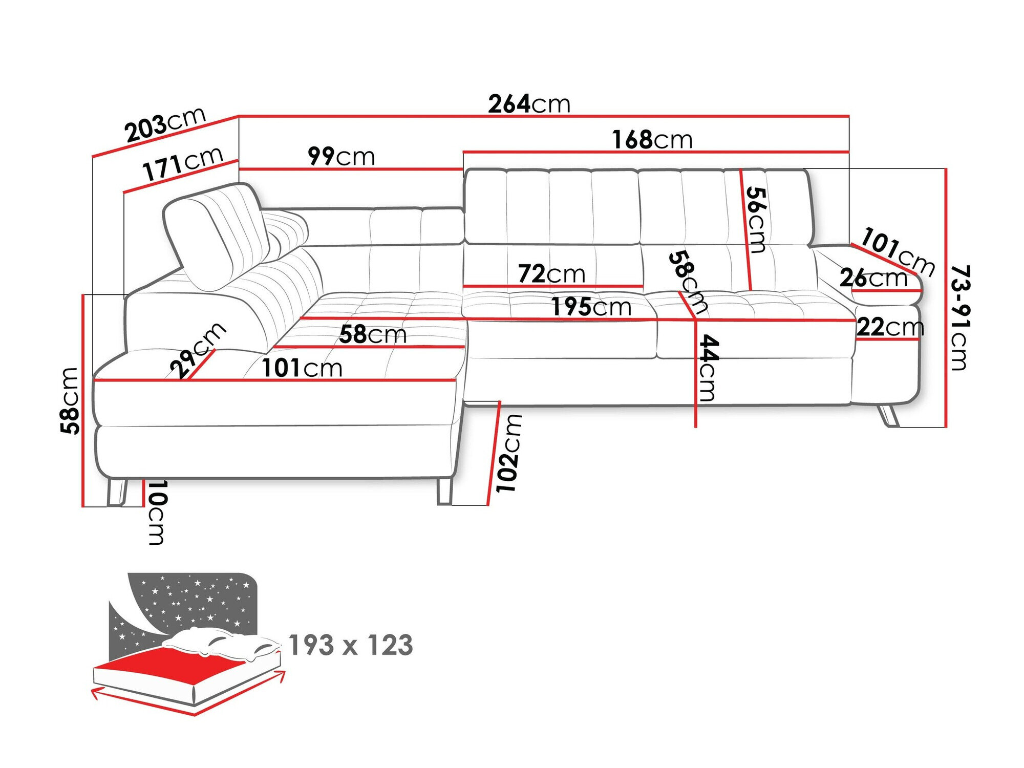 Hjørnesofa Comfivo Agnus (Sicuro 65)