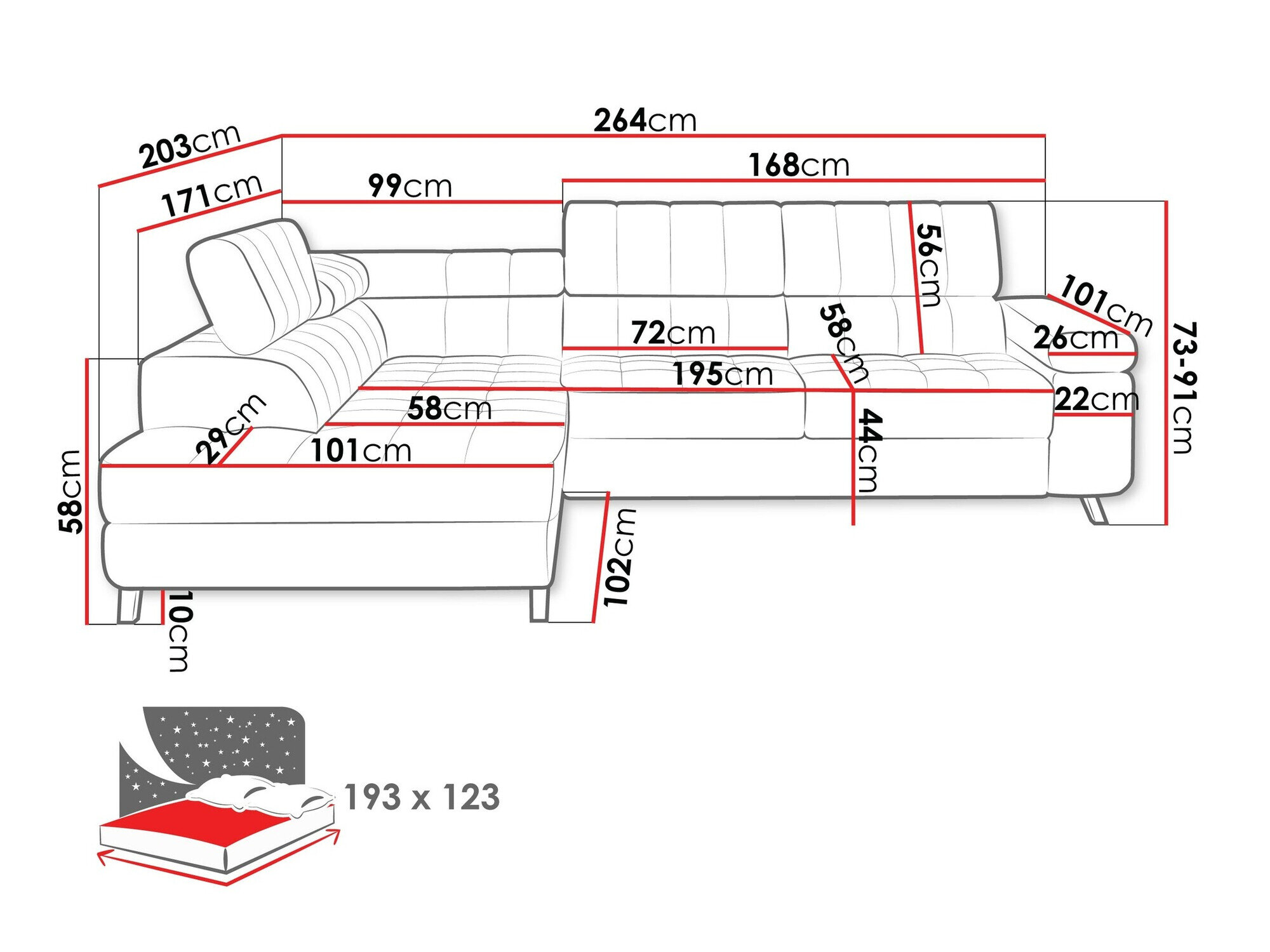 Hjørnesofa Comfivo Agnus (Sorriso 22)