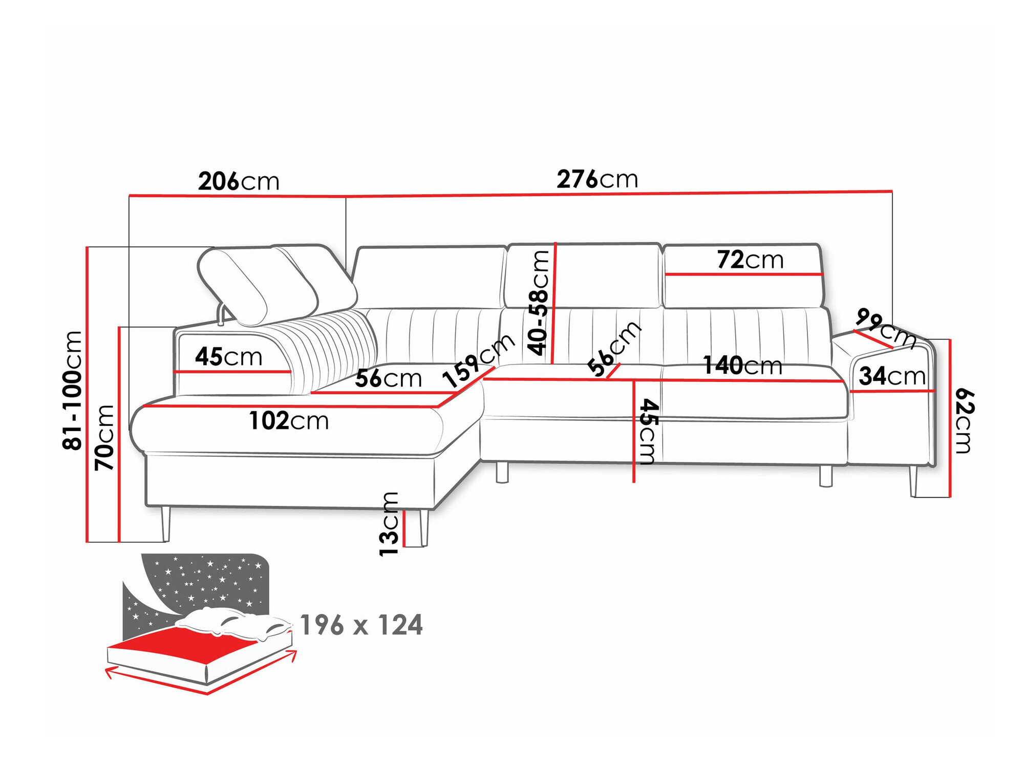 Hjørnesofa Comfivo Universum (Coral 45)