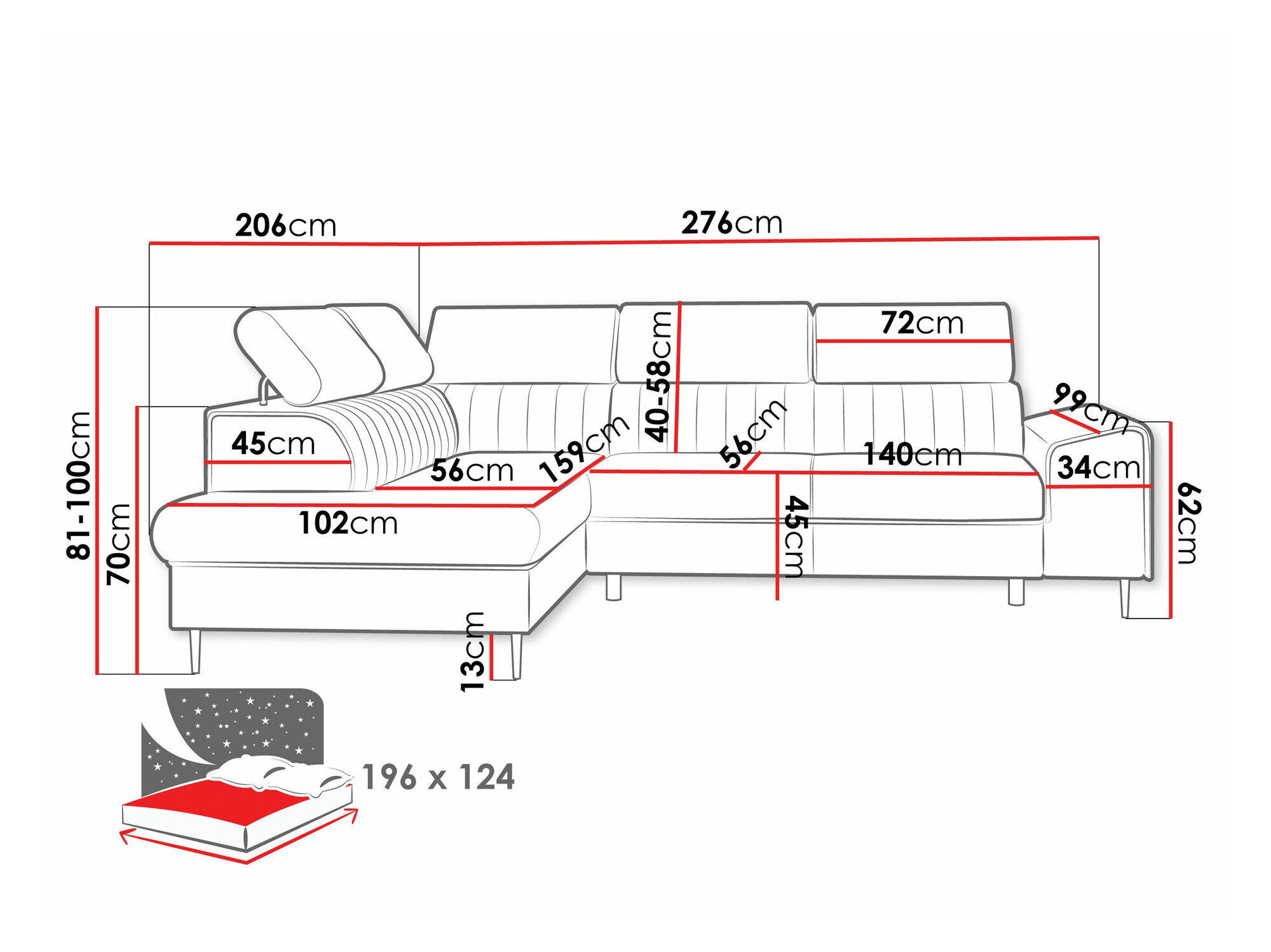 Hjørnesofa Comfivo Universum (Coral 65)