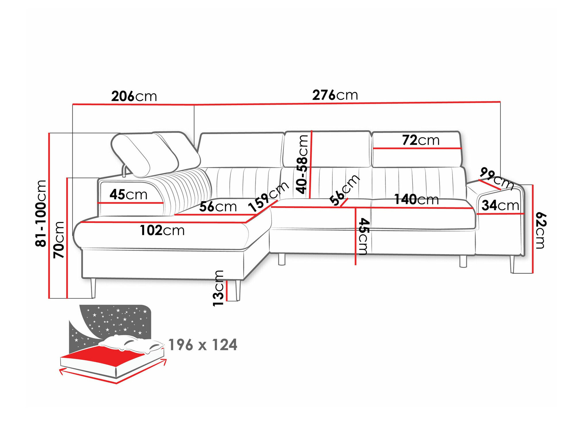 Hjørnesofa Comfivo Universum (Coral 65)