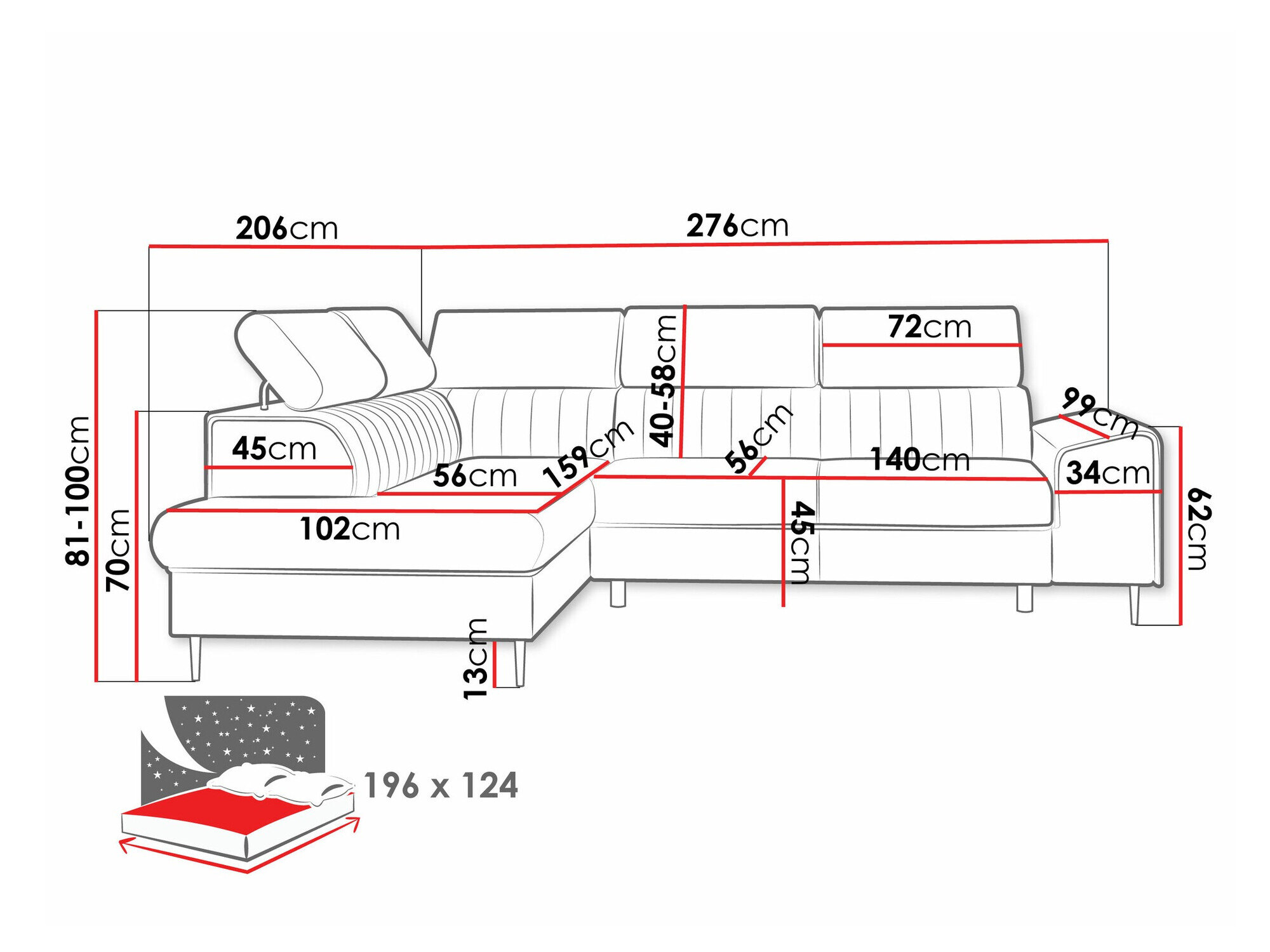 Hjørnesofa Comfivo Universum (Coral 75)