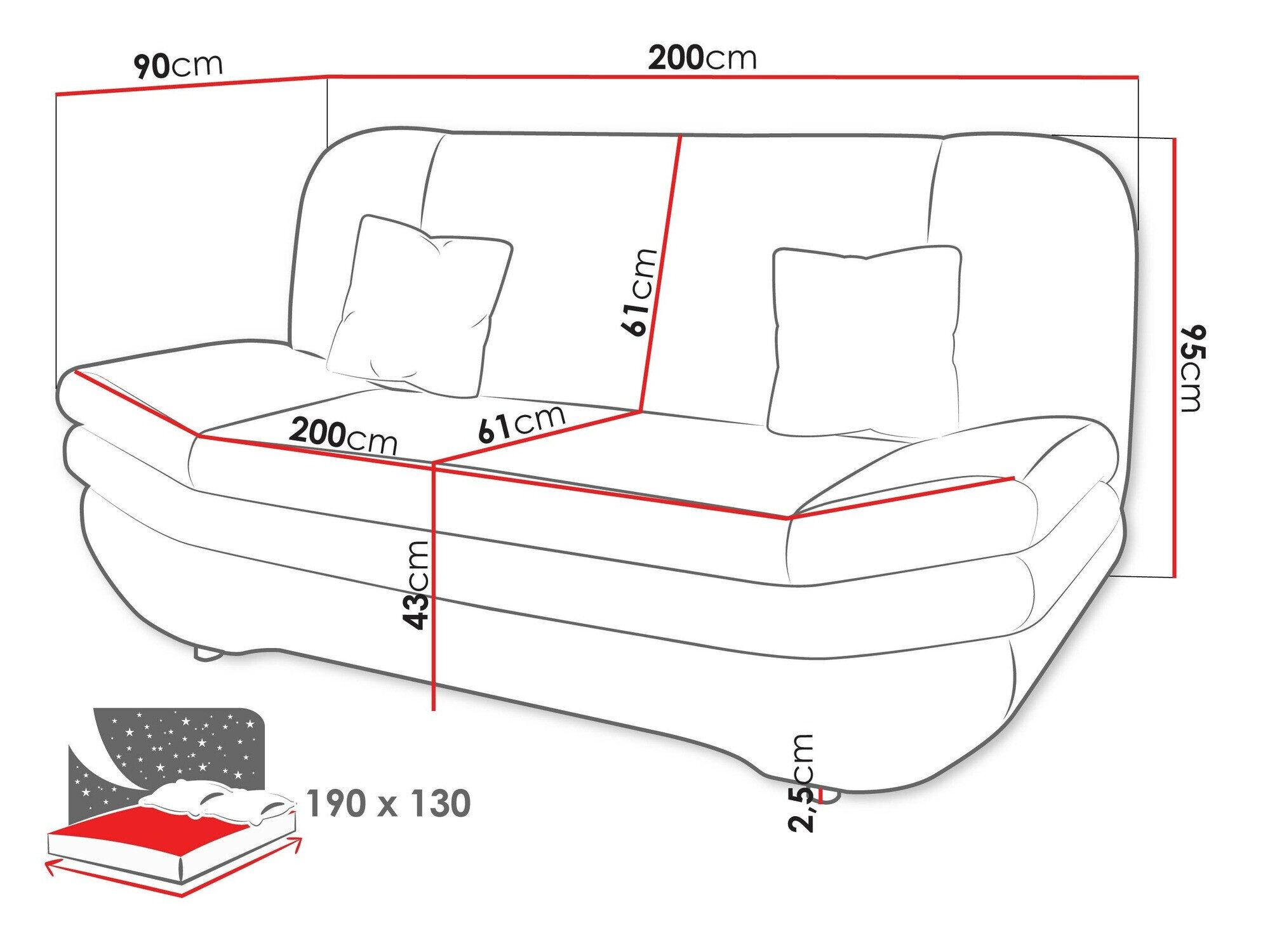 Sovesofa Comfivo 235 (Fragola 35 + Fragola 15)
