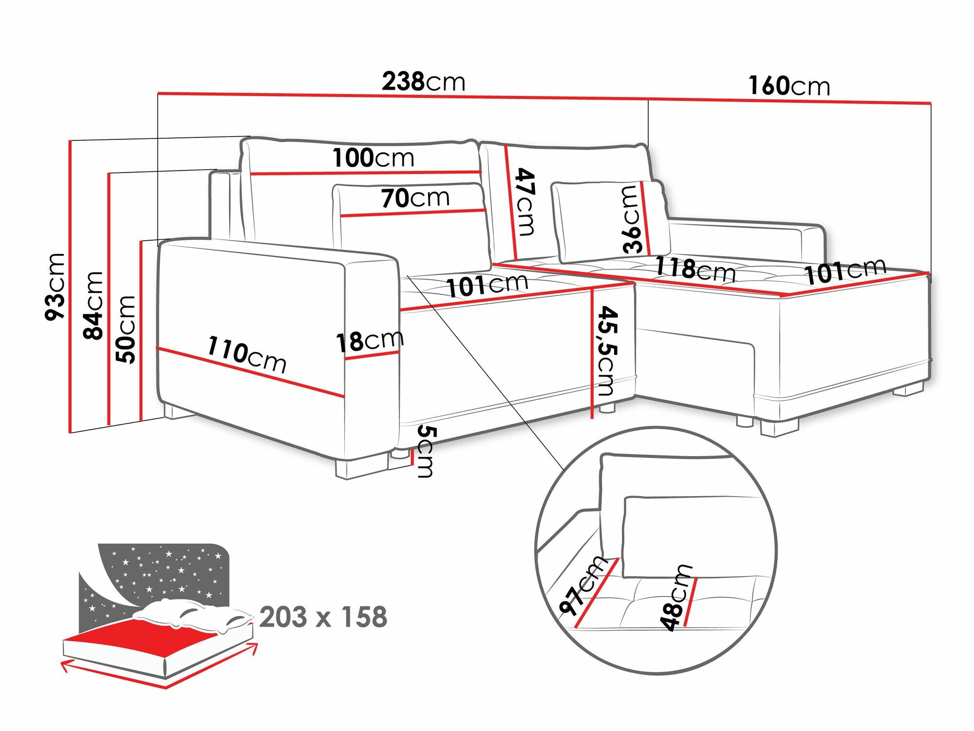 Hjørnesofa Sanford 106 (Paros 01)