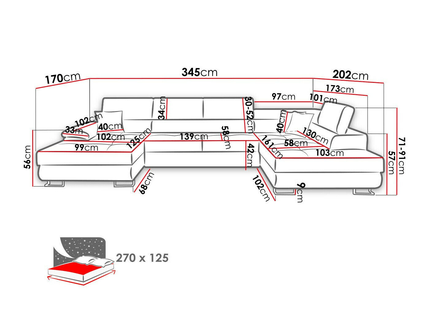 Hjørnesofa Comfivo Ruta IV (Kronos 19)