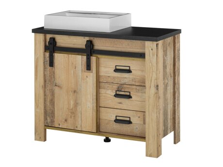 Staand badkamermeubel voor een wastafel Cirtale 133 (Verouderd hout + Antraciet)