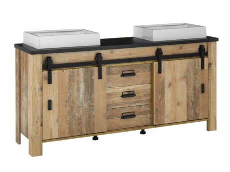 Staand badkamermeubel voor een wastafel Cirtale 134 (Verouderd hout + Antraciet)