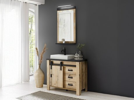 Badkamerset Cirtale 136 (Verouderd hout + Antraciet)