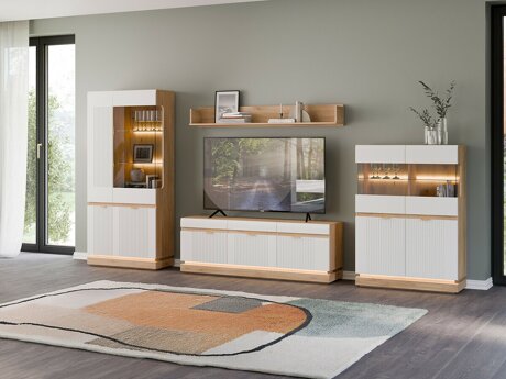 Stuemøbelsæt Teselbu 116 (Hvid + Egetræ)