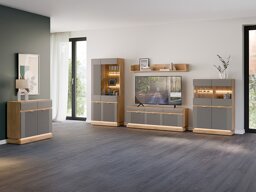 Woonkamerset Teselbu 116 (Grijs + Eiken)