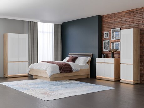 Soveværelsessæt Teselbu 117 (Hvid + Egetræ)