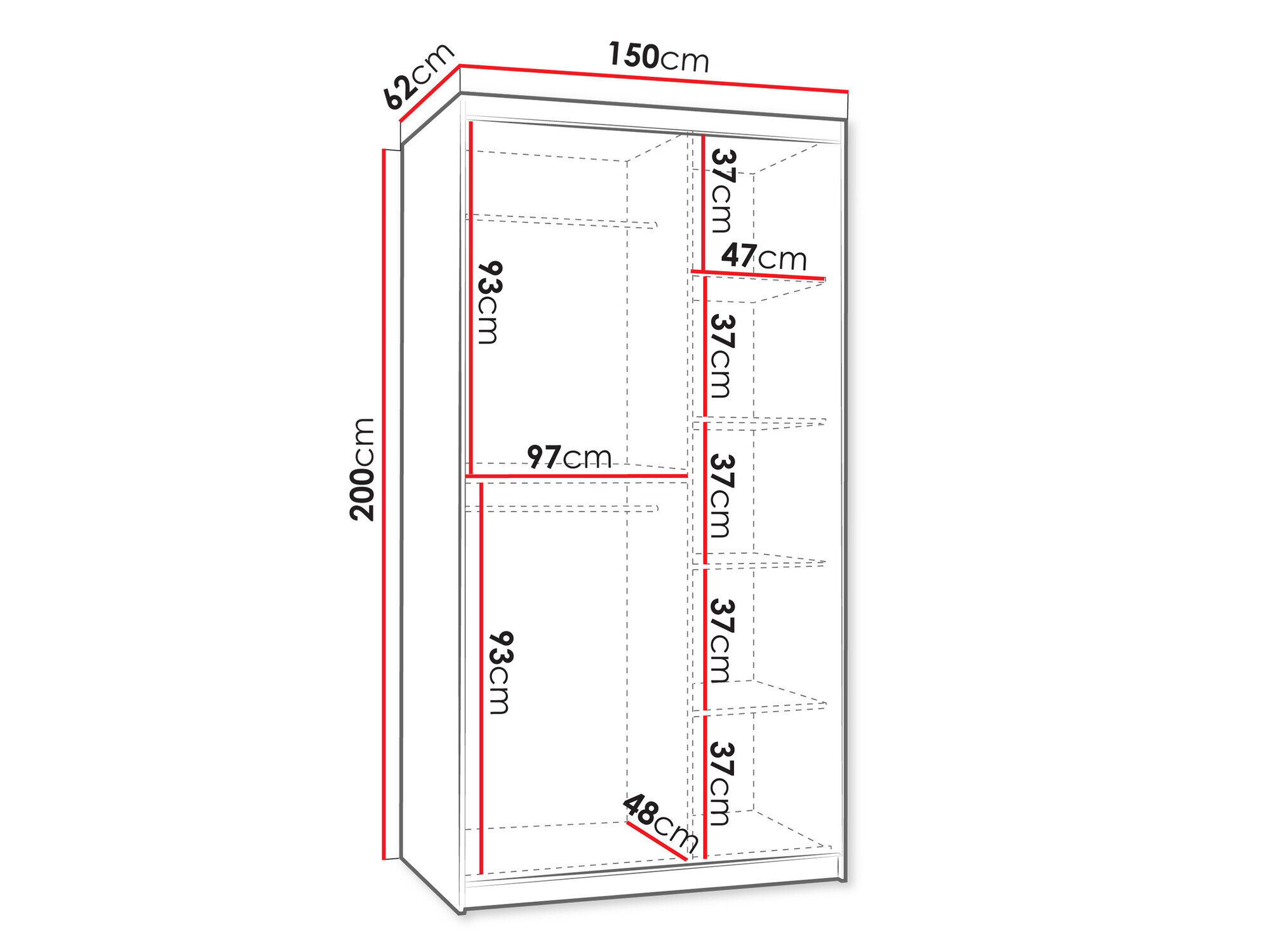 Garderobeskab Hartford 502 (Sort)