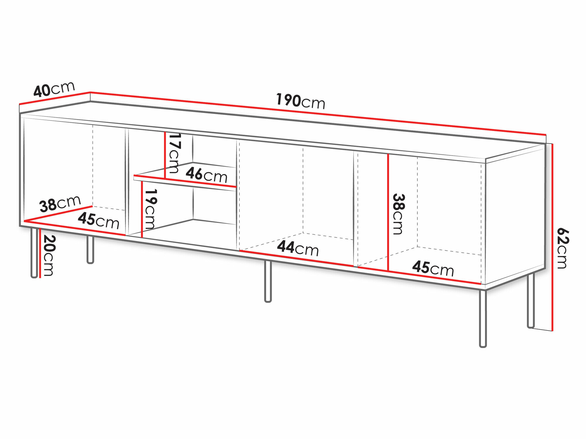 TV-bord Monevare 102 (Sort + Wotan eg)