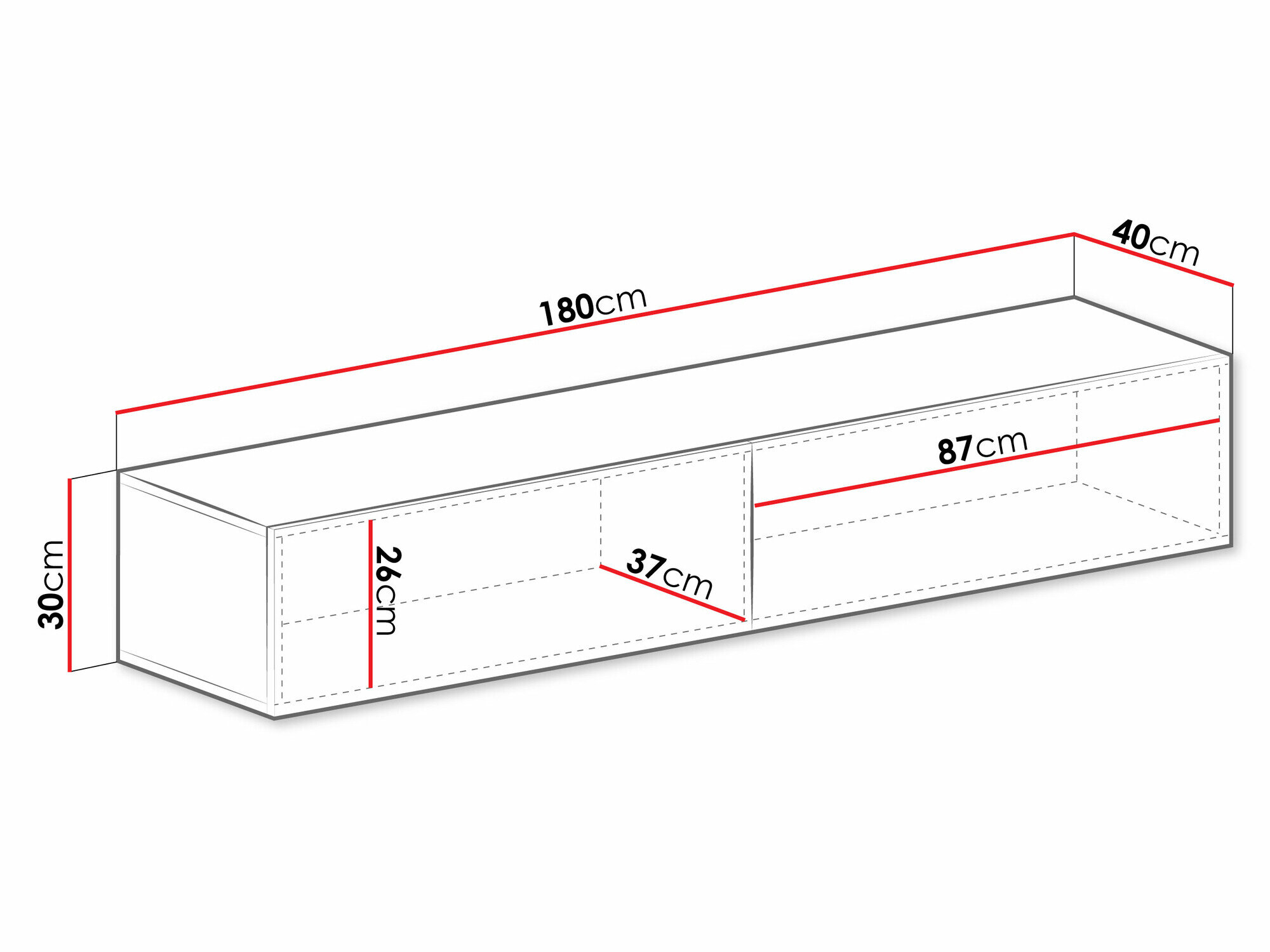 TV-bord Vilrin I (Sort + Blank sort)