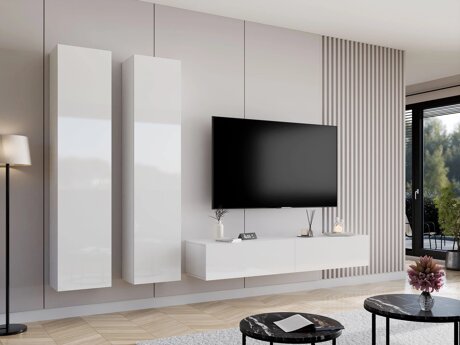 Set za dnevnu sobu Vilrin II (Belo + Sjajno belo)