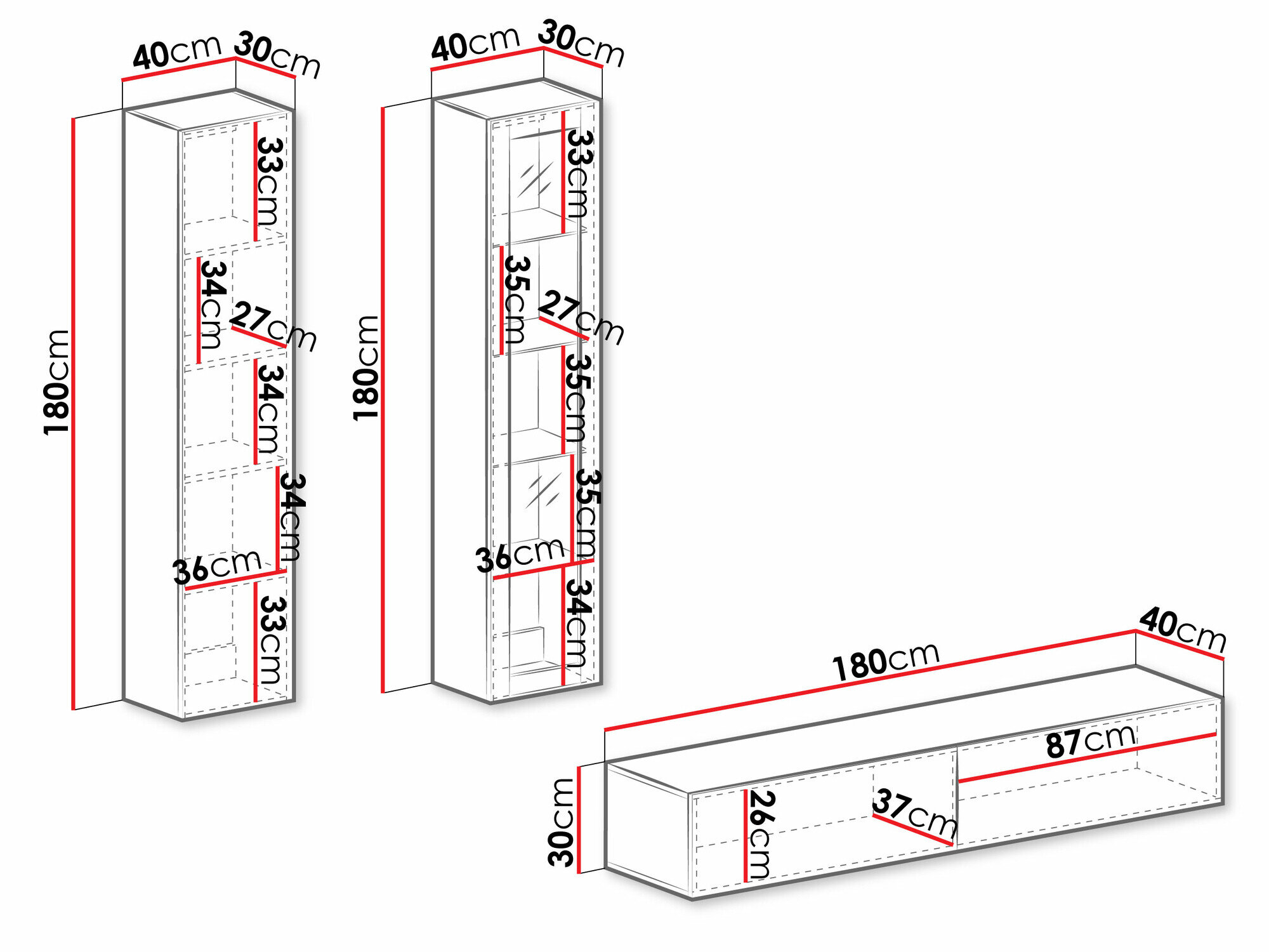 Stuemøbelsæt Venenou 102 (Sort + Blank sort)