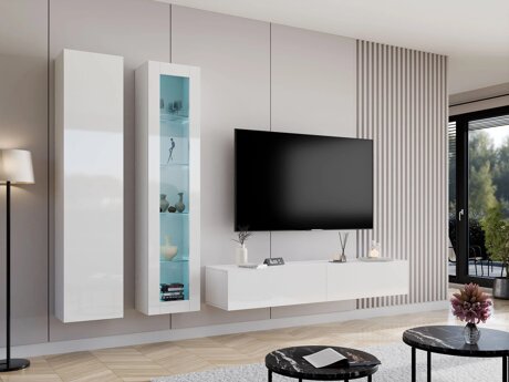 Stuemøbelsæt Vilrin I (Hvid + Glansfuld hvid)