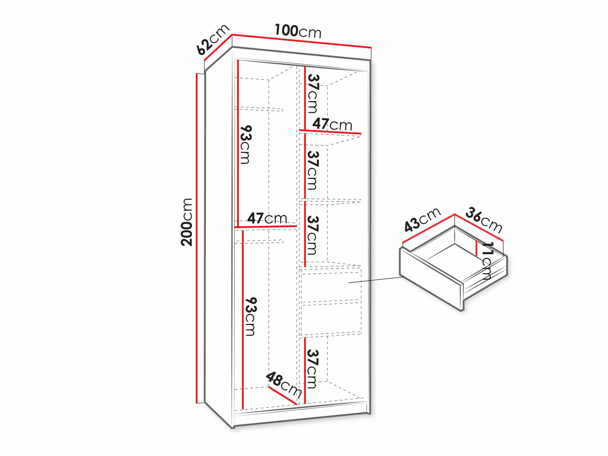 Garderobeskab Hartford 498 (Hvid)