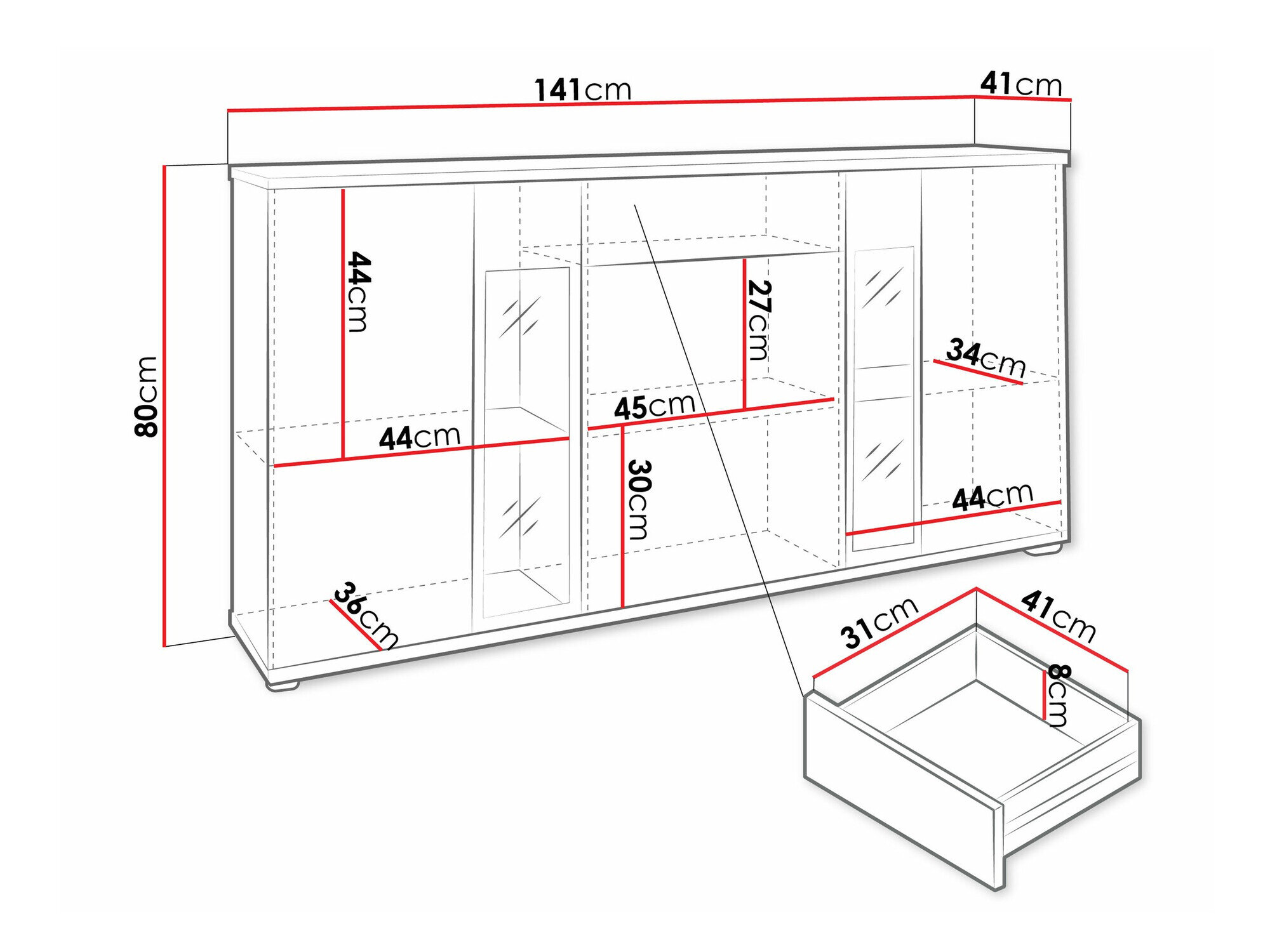Kommode Genio (Artrisan egetræ + Hvid)