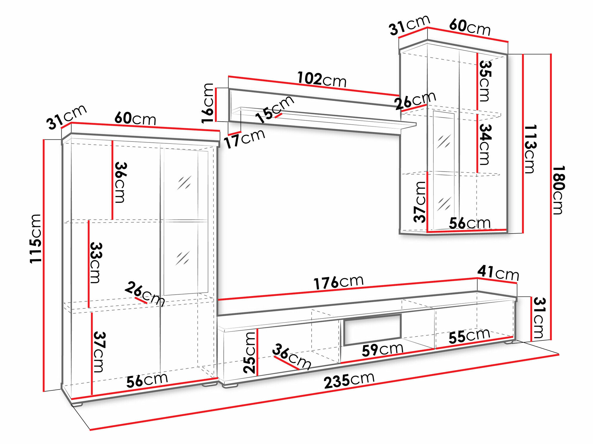 Stuemøbelsæt Genio (Artisan eg + Hvid)