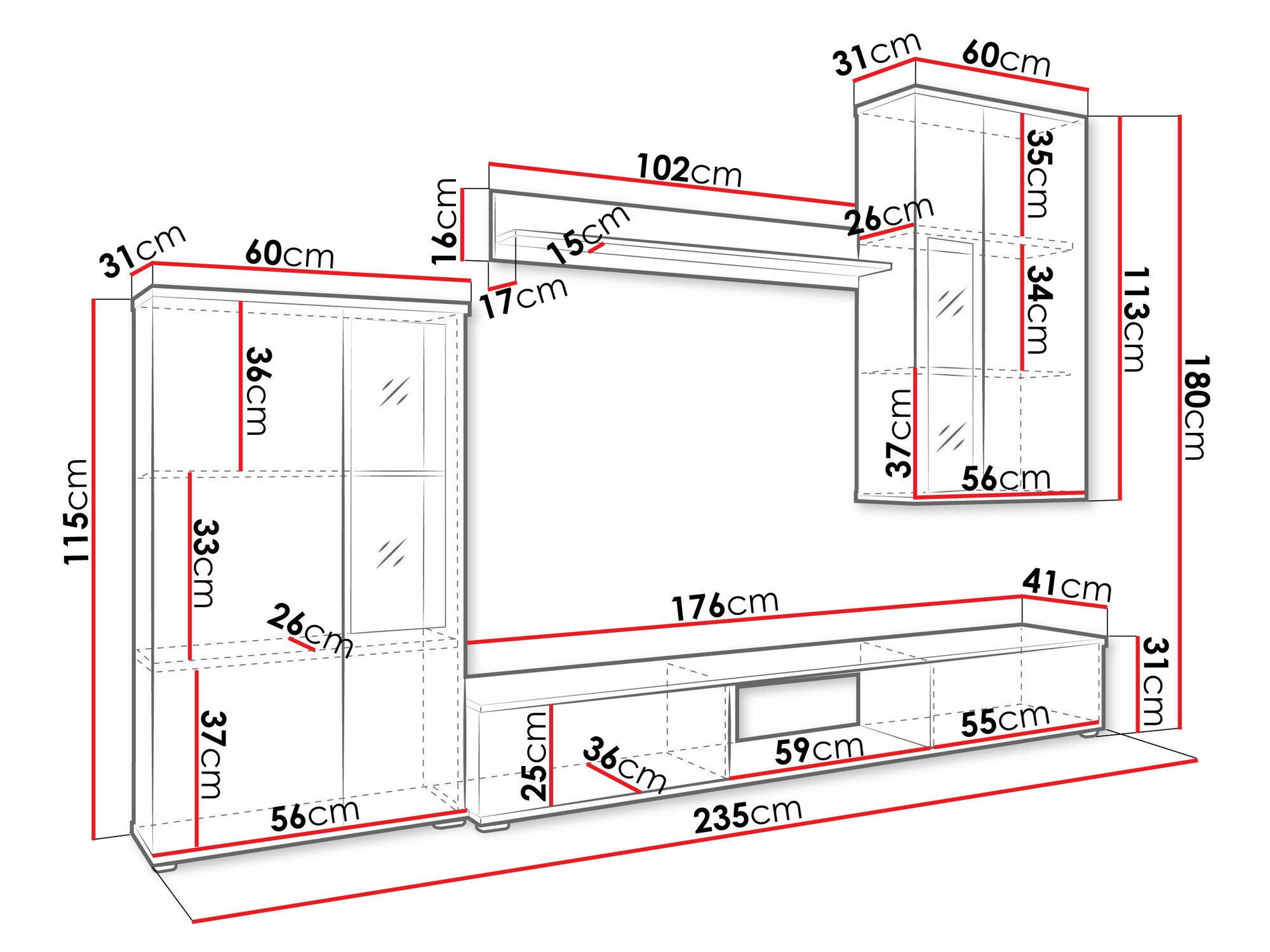Stuemøbelsæt Tucson 100 (Hvid)