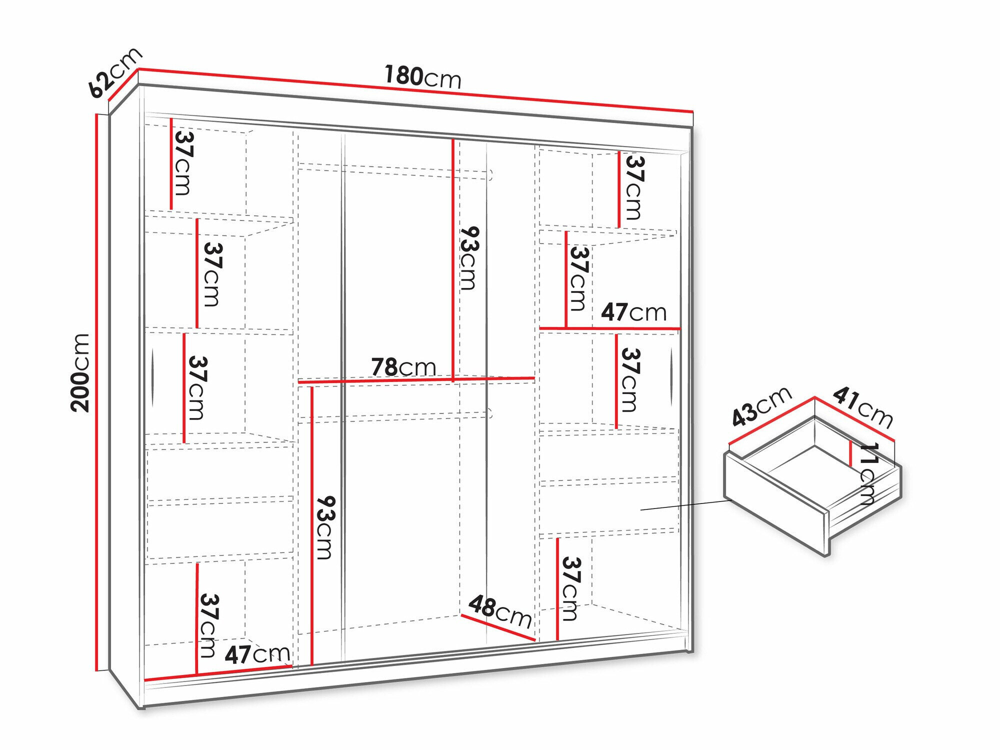 Garderobeskab Hartford 500 (Sort)