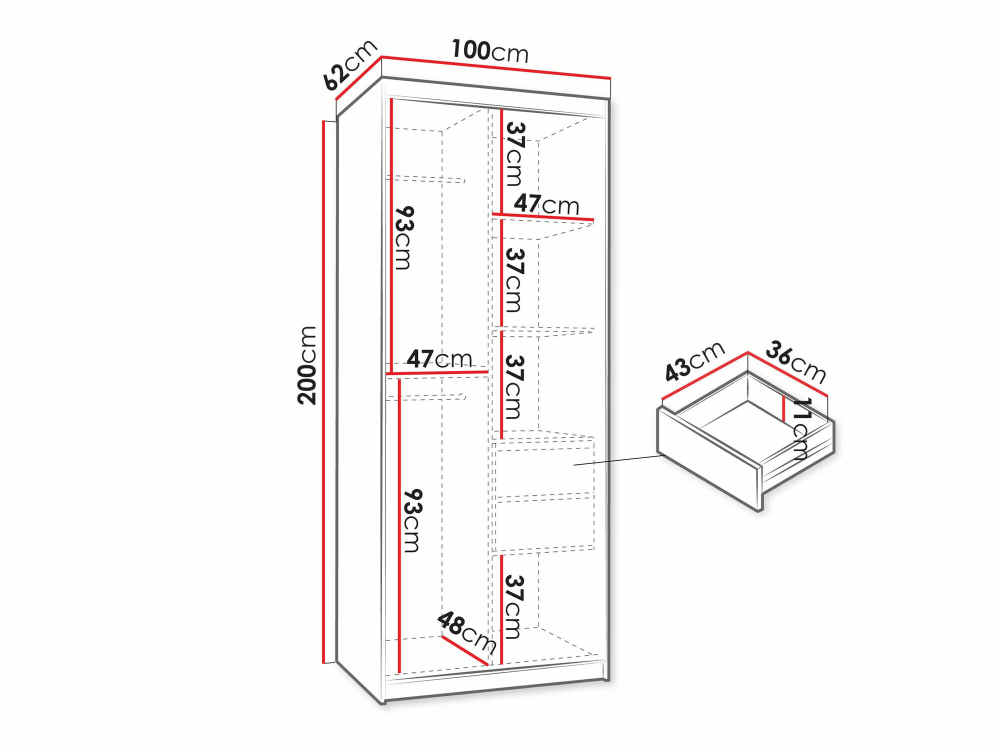 Garderobeskab Hartford 505 (Sort)