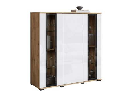 Dressoir Torcame 100 (Wotan eik + Glanzend wit)