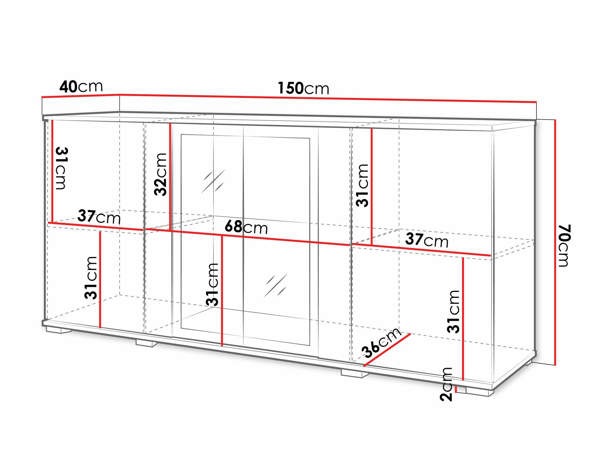 Dressoir Torcame 102 (Wit + Glanzend wit)